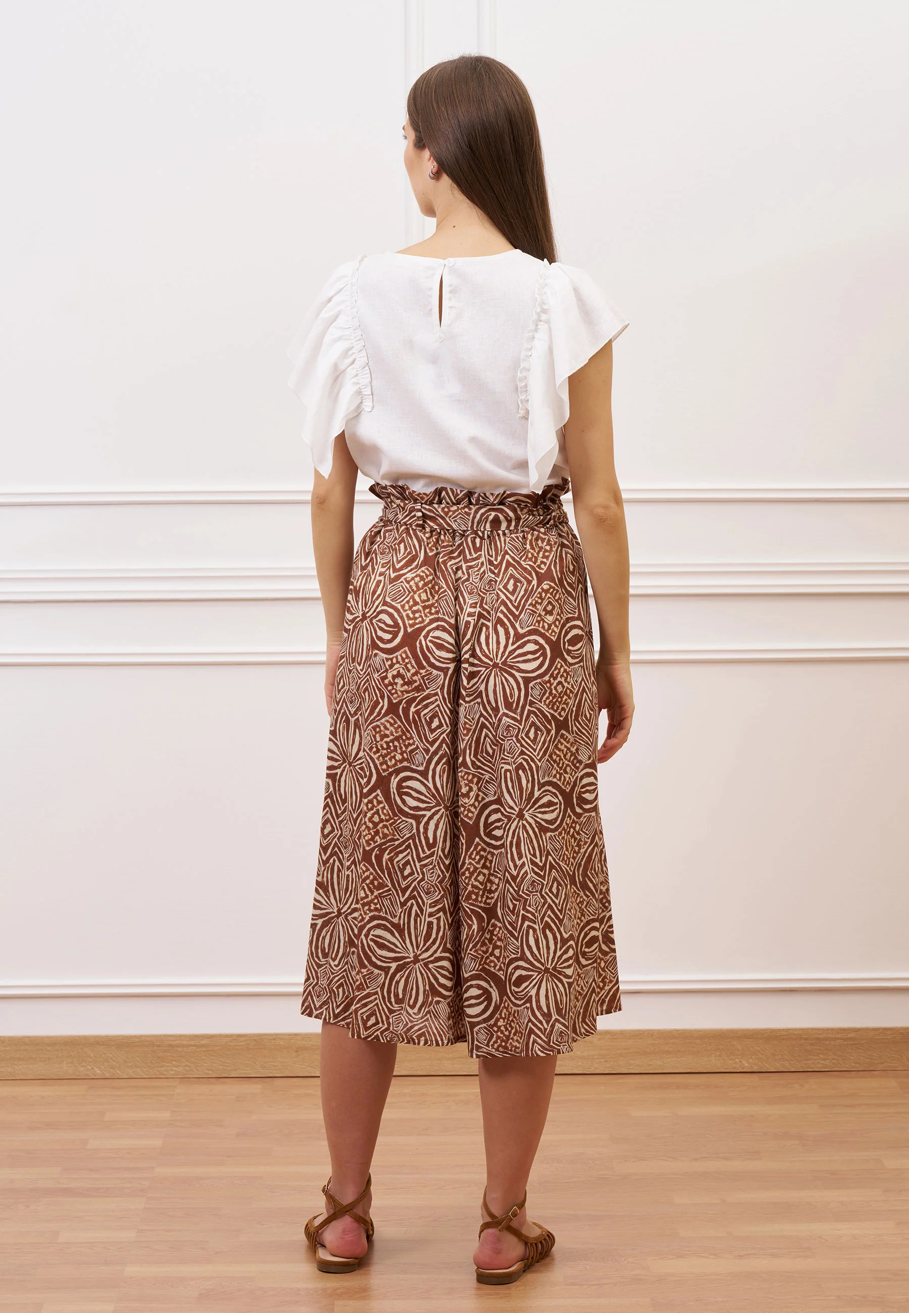 Blusa con maniche arricciate - BIANCO - Image 5