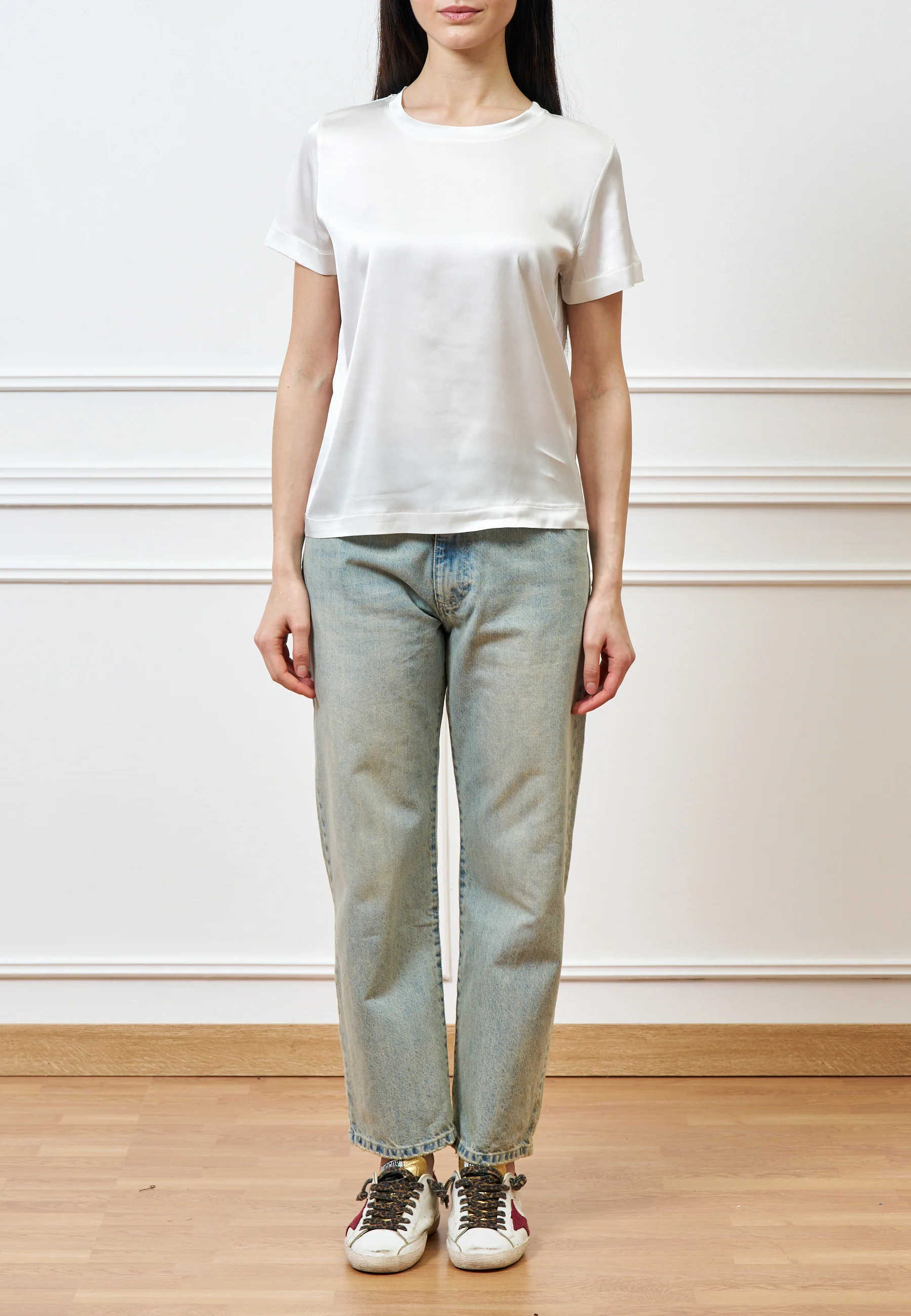 Blusa in raso di viscosa - AVORIO - Image 3