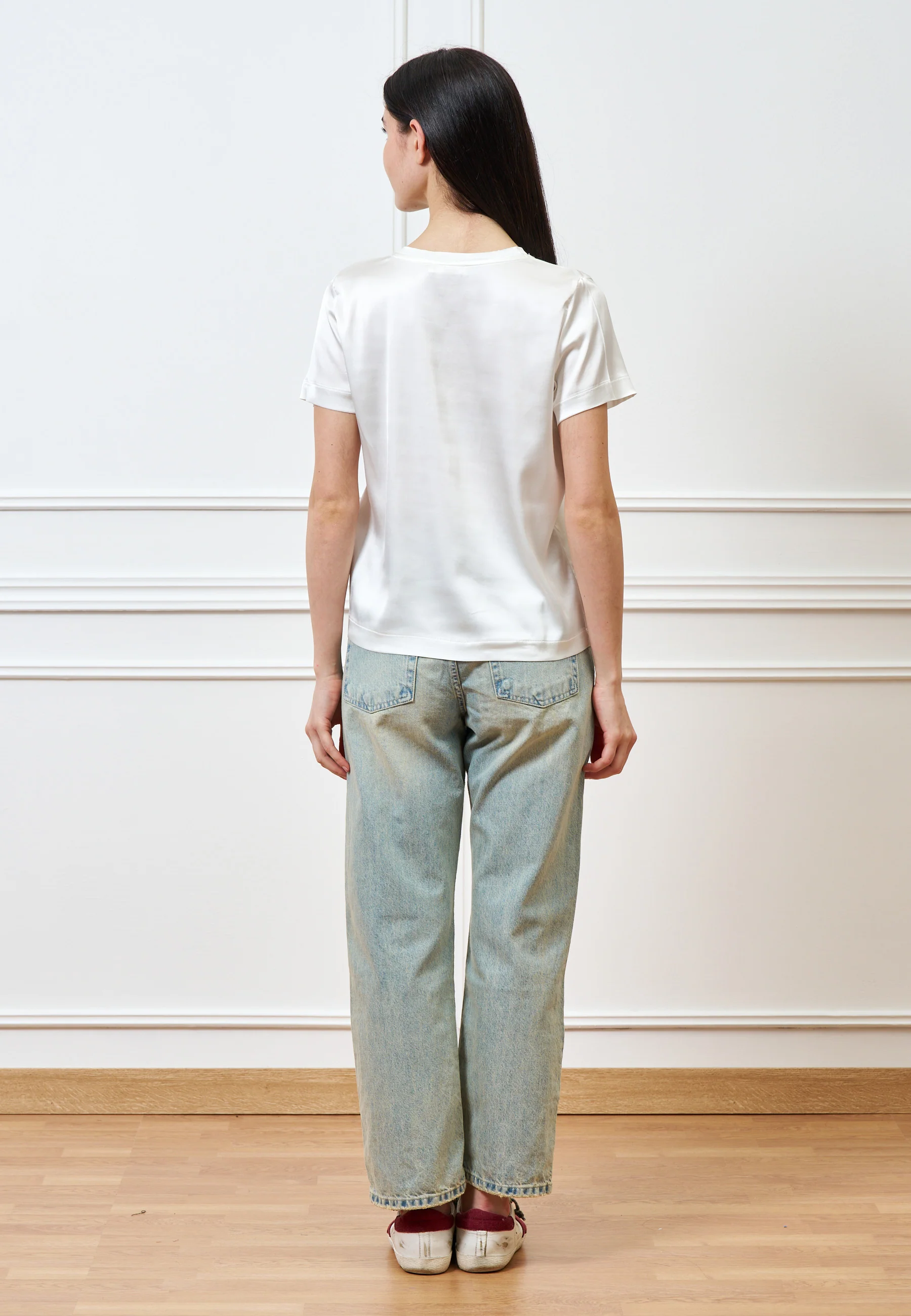 Blusa in raso di viscosa - AVORIO - Image 4