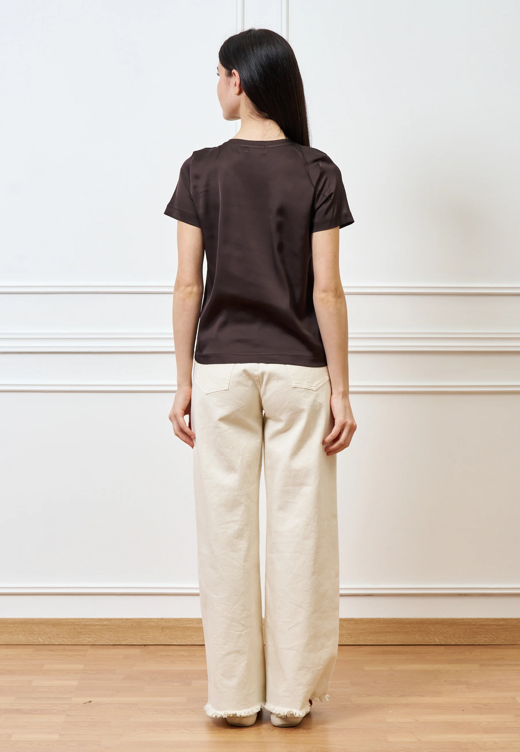 Blusa in raso di viscosa - MARRONE - Image 5