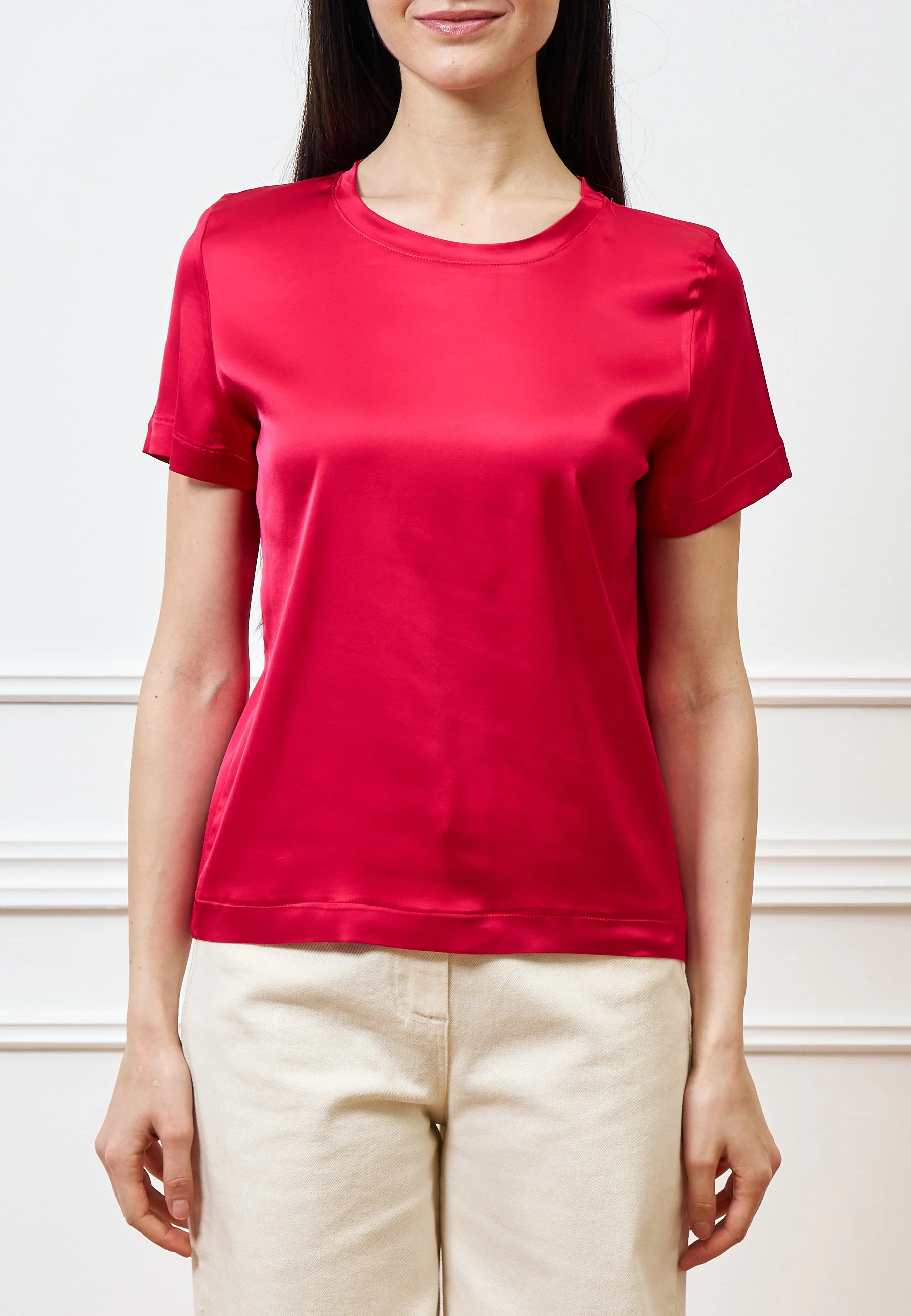 Blusa in raso di viscosa - ROSSO