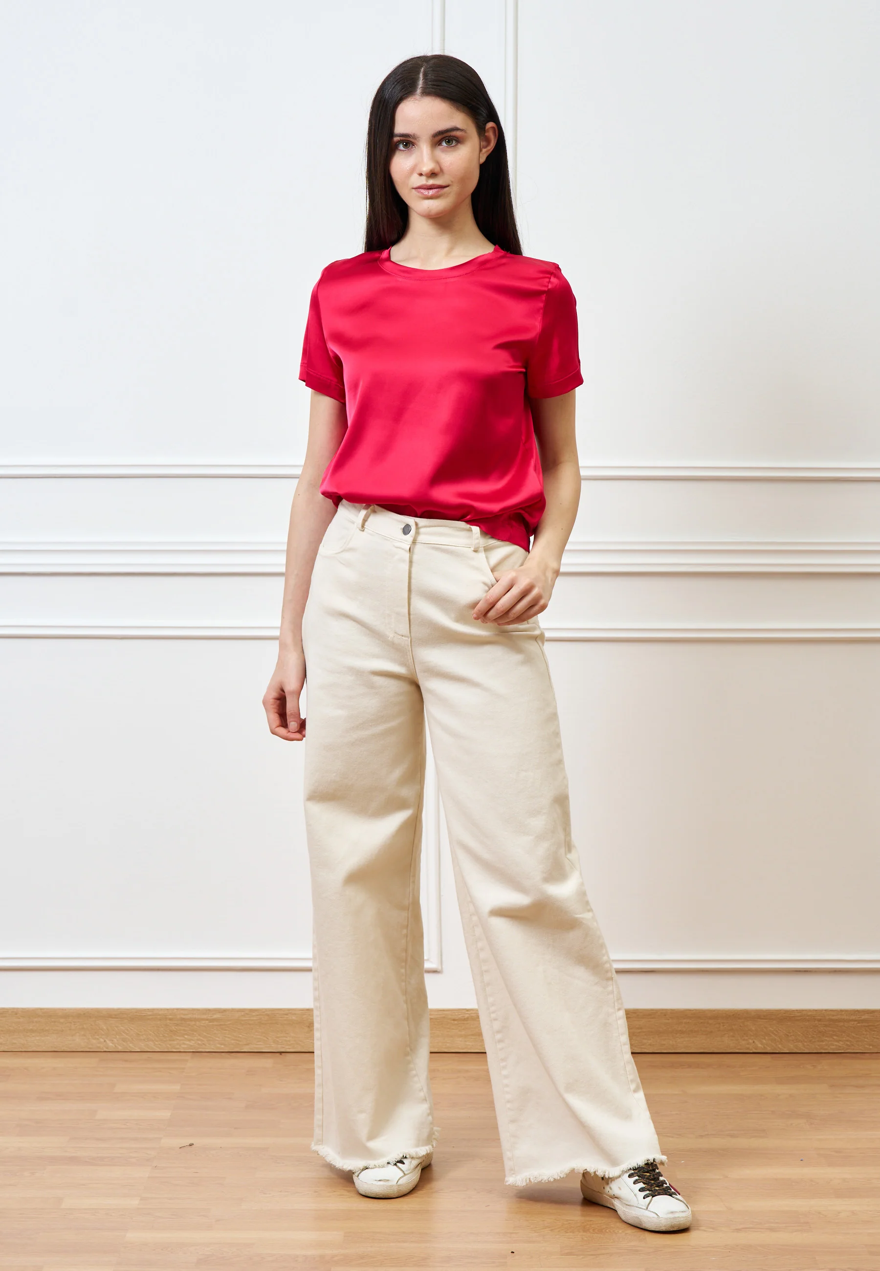 Blusa in raso di viscosa - ROSSO - Image 4