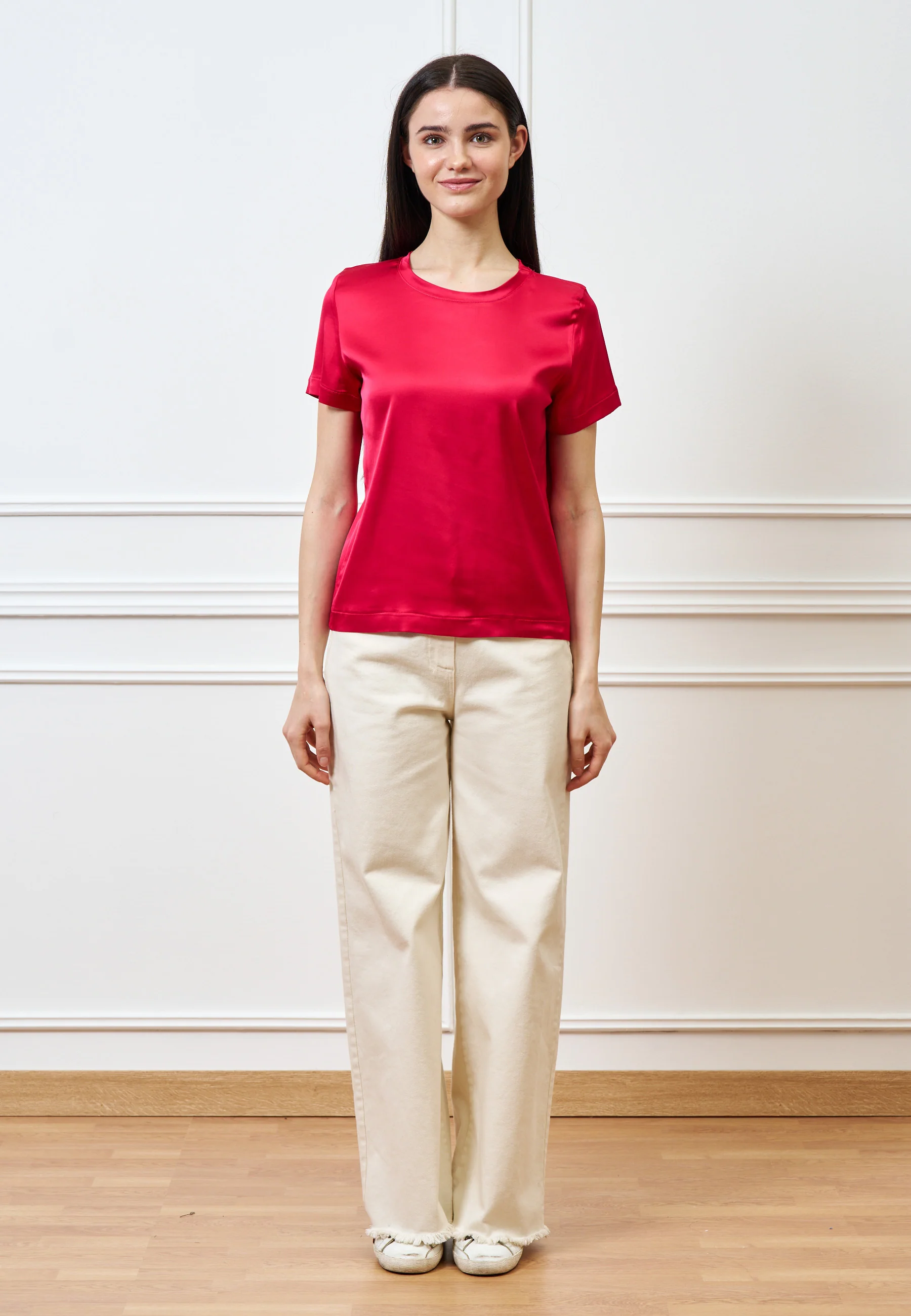 Blusa in raso di viscosa - ROSSO - Image 5