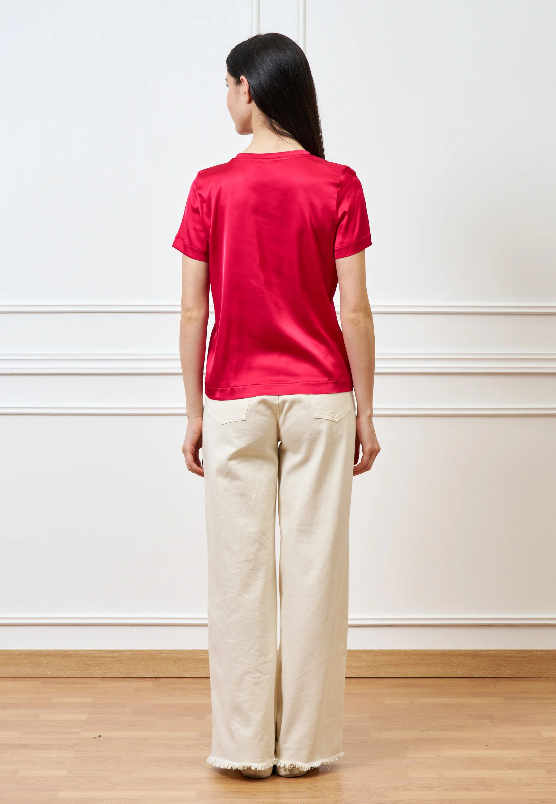 Blusa in raso di viscosa - ROSSO - Image 6