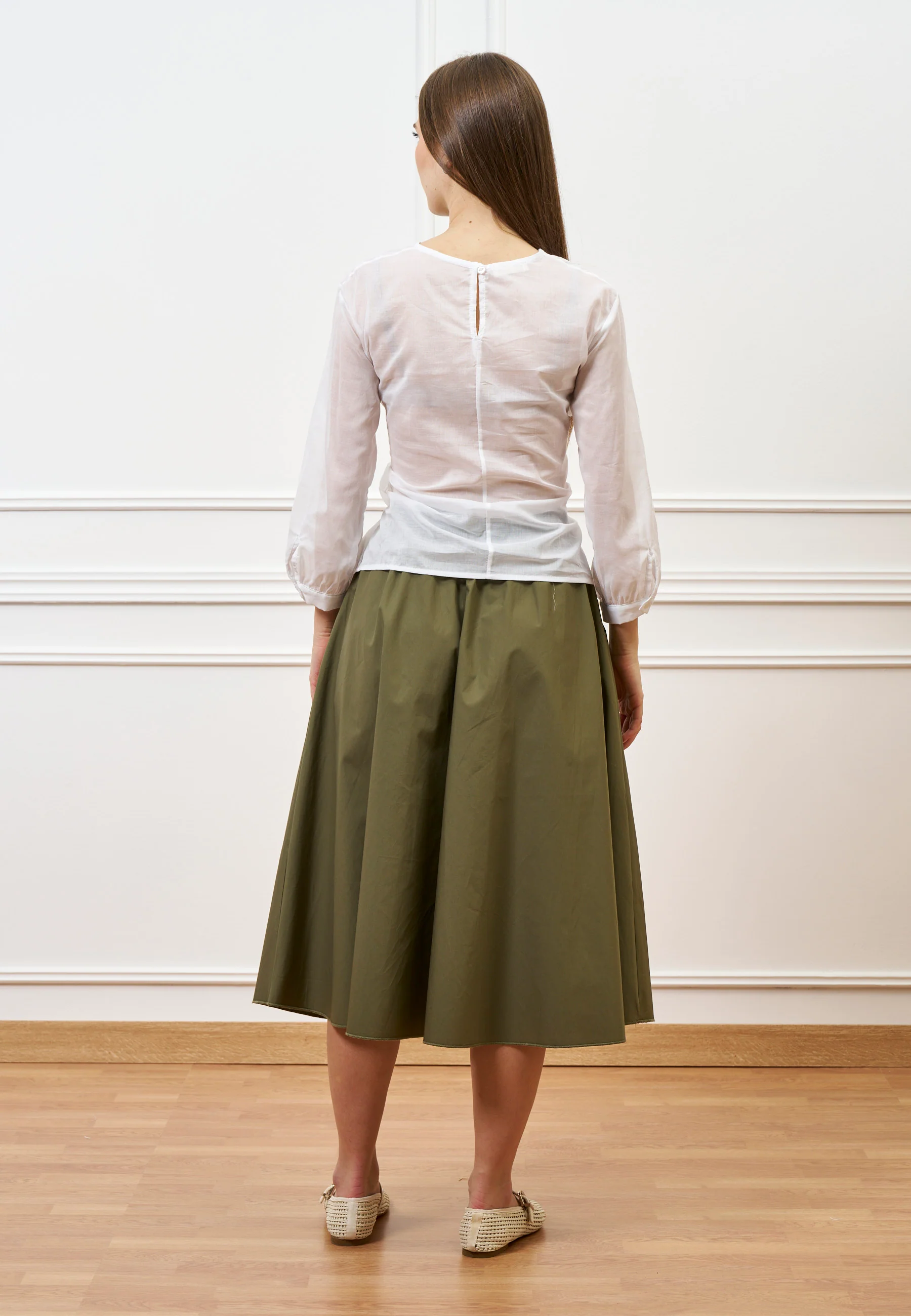 Blusa voile con fusciacca - BIANCO - Image 5