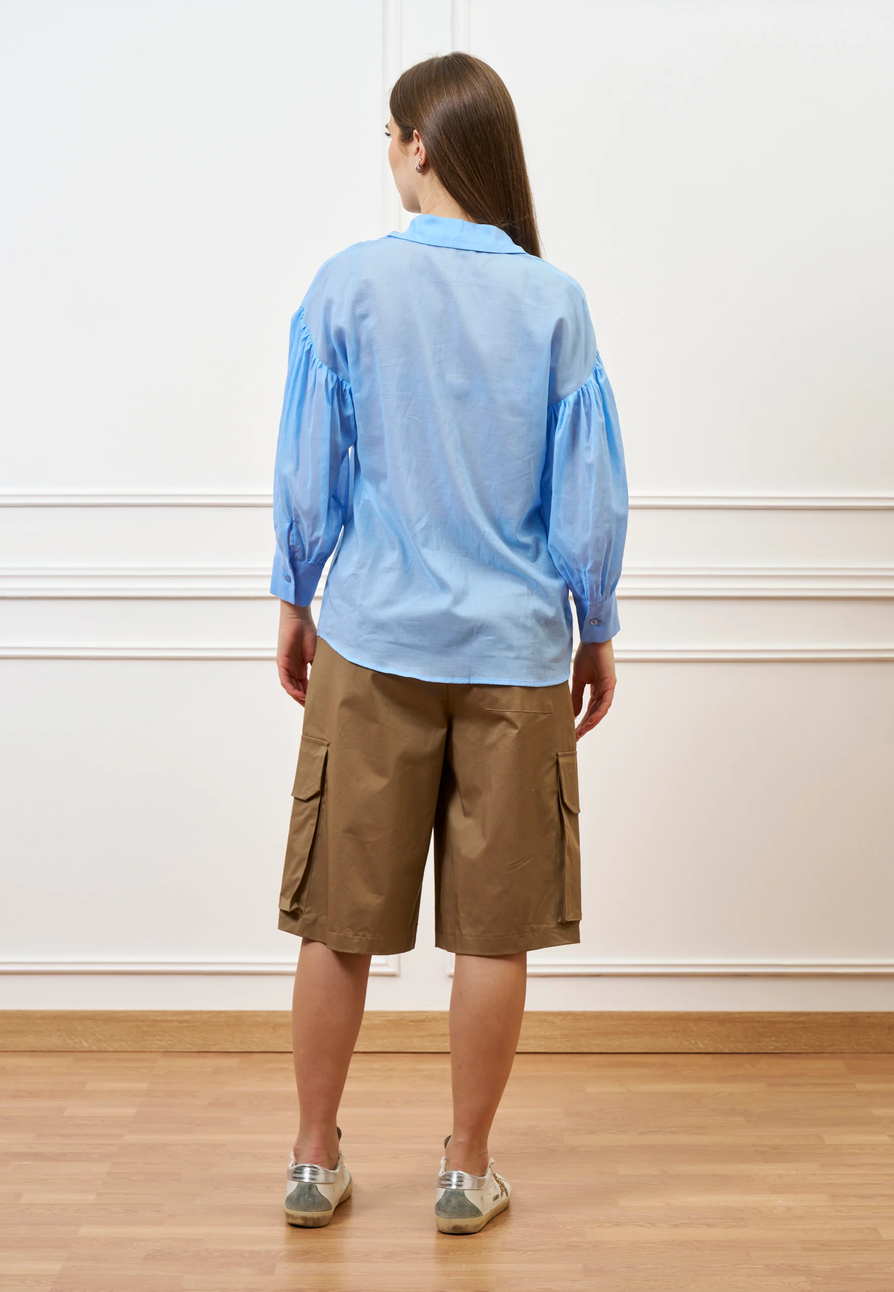 Camicia con maniche a palloncino - CELESTE - Image 5