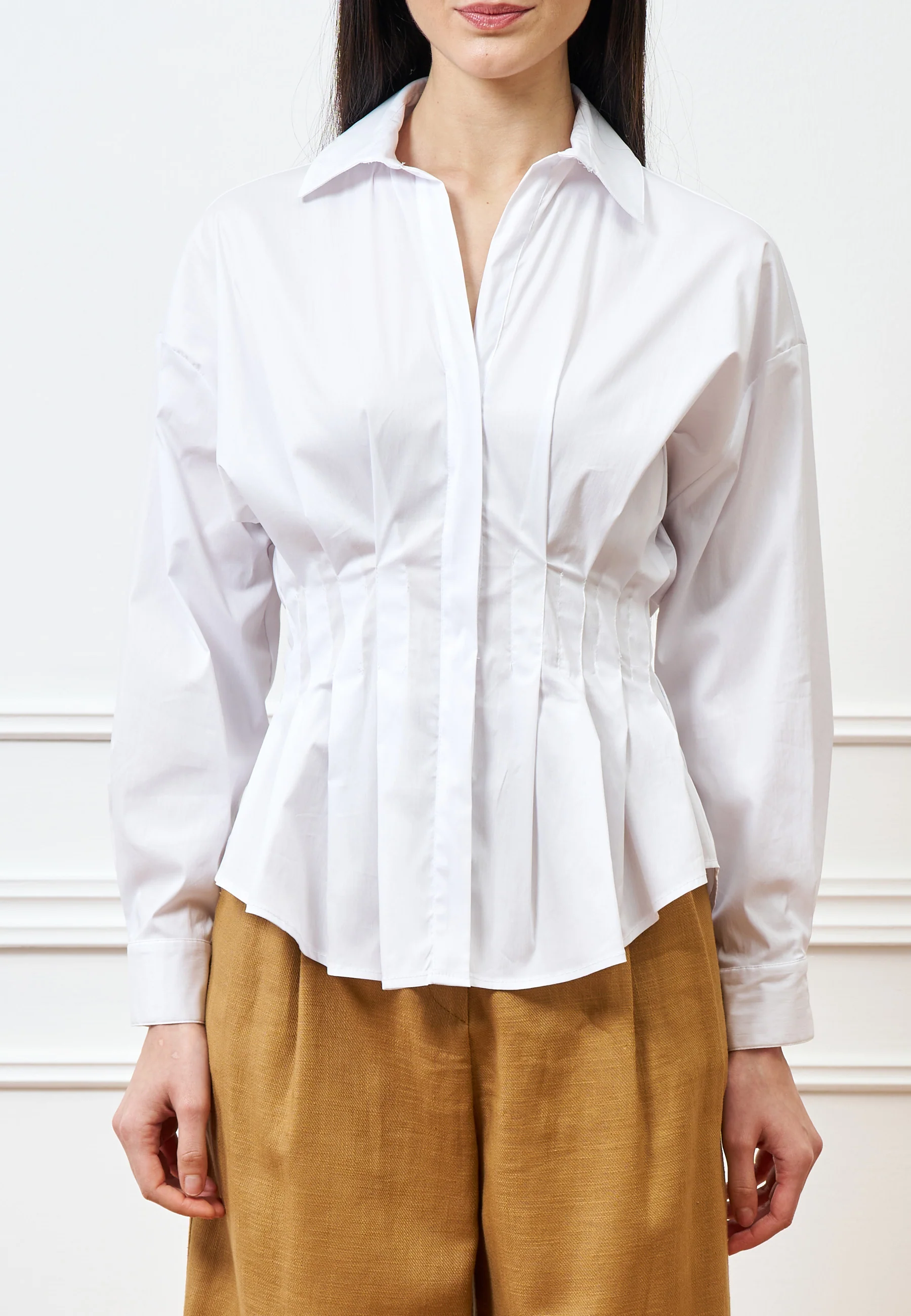 Camicia con pince in vita - BIANCO - Image 2