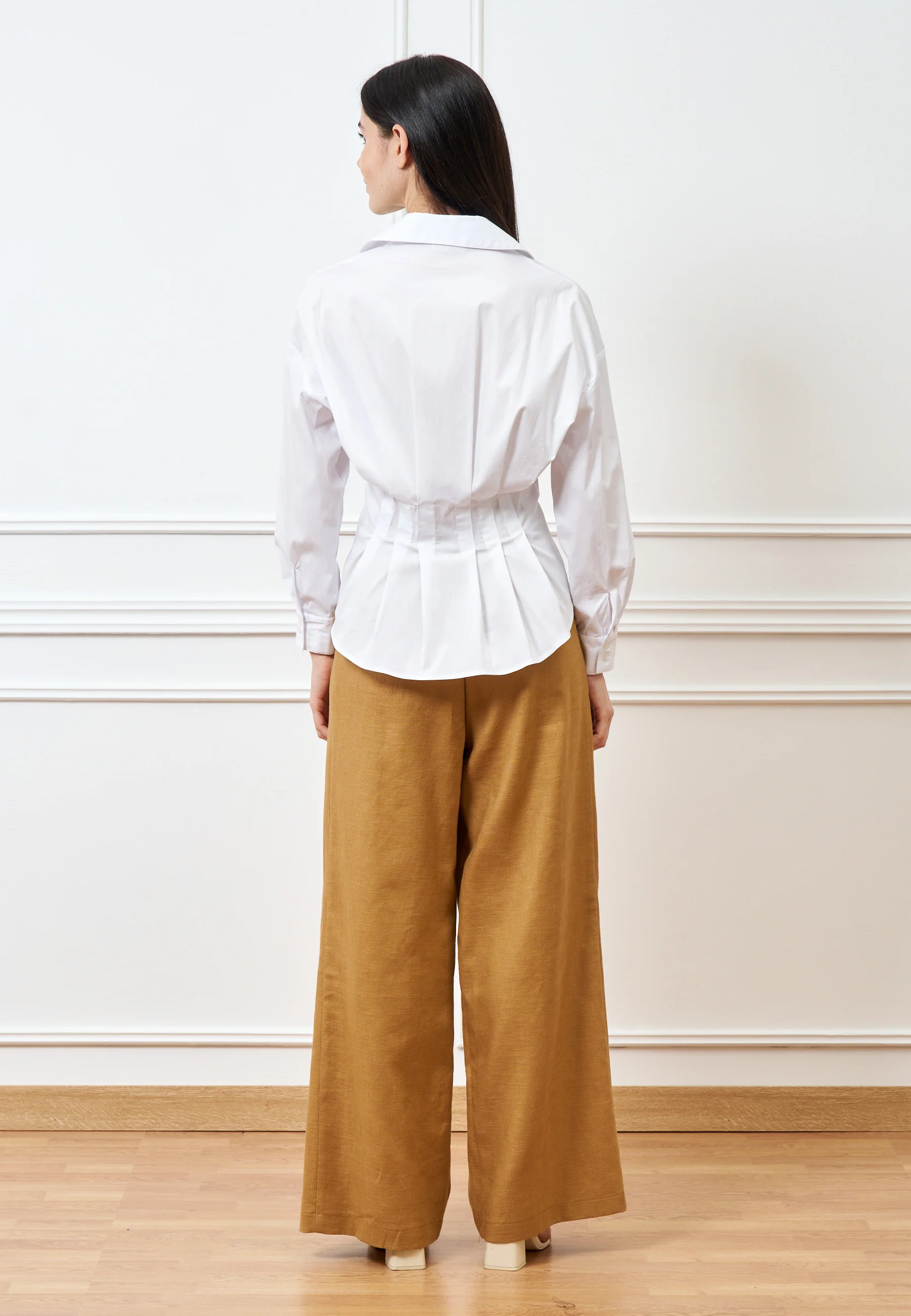 Camicia con pince in vita - BIANCO - Image 5
