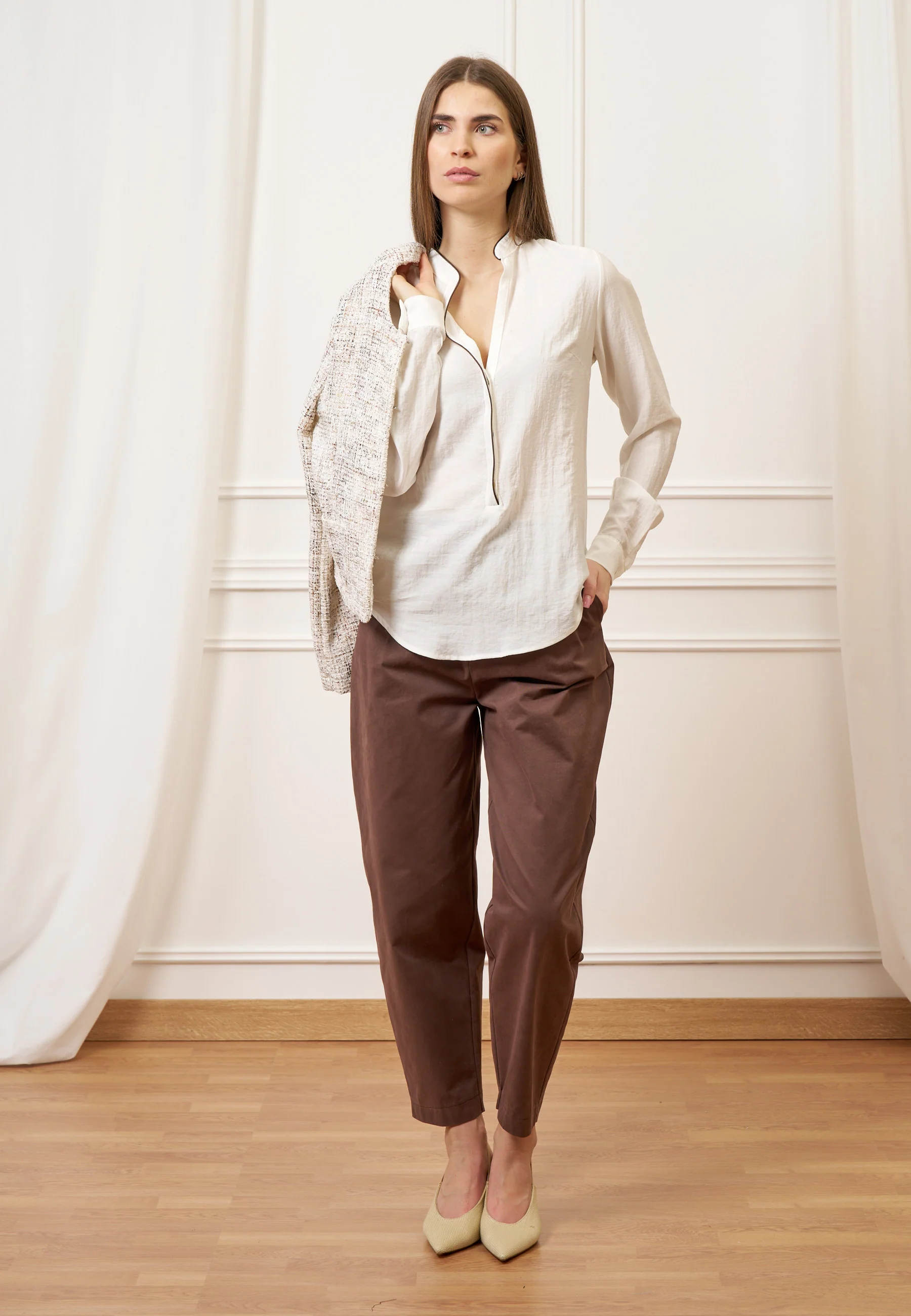 Camicia con profili a contrasto - BIANCO - Image 5