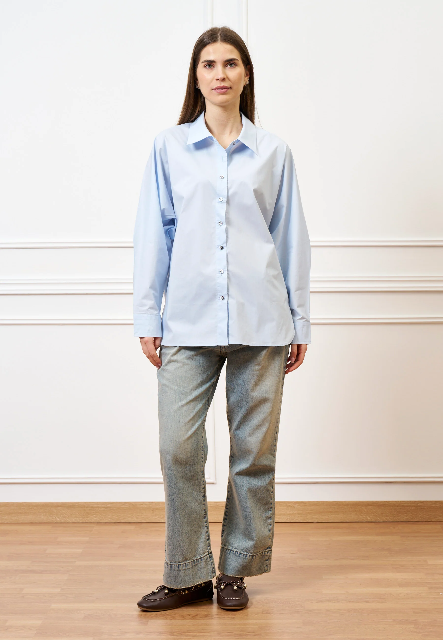 Camicia maniche a pipistrello - CELESTE - Image 4