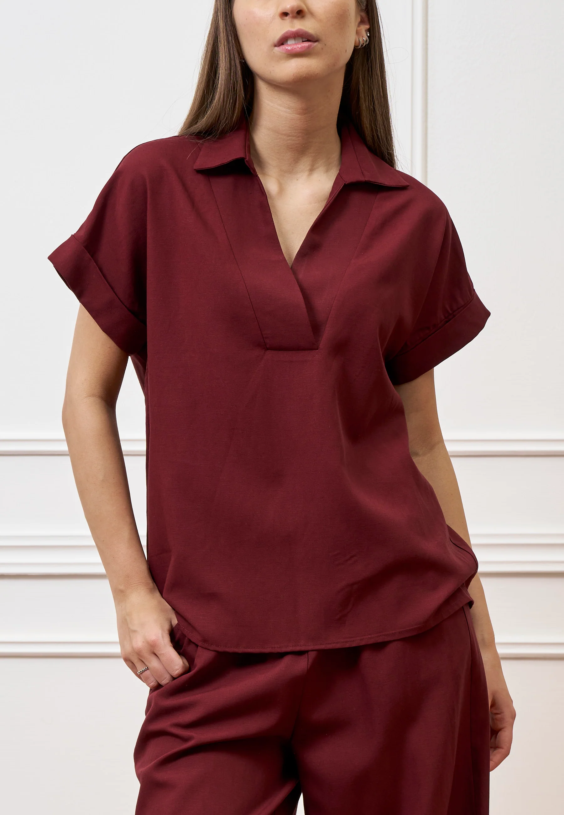 Camicia mezze maniche in lino e viscosa - INDIA