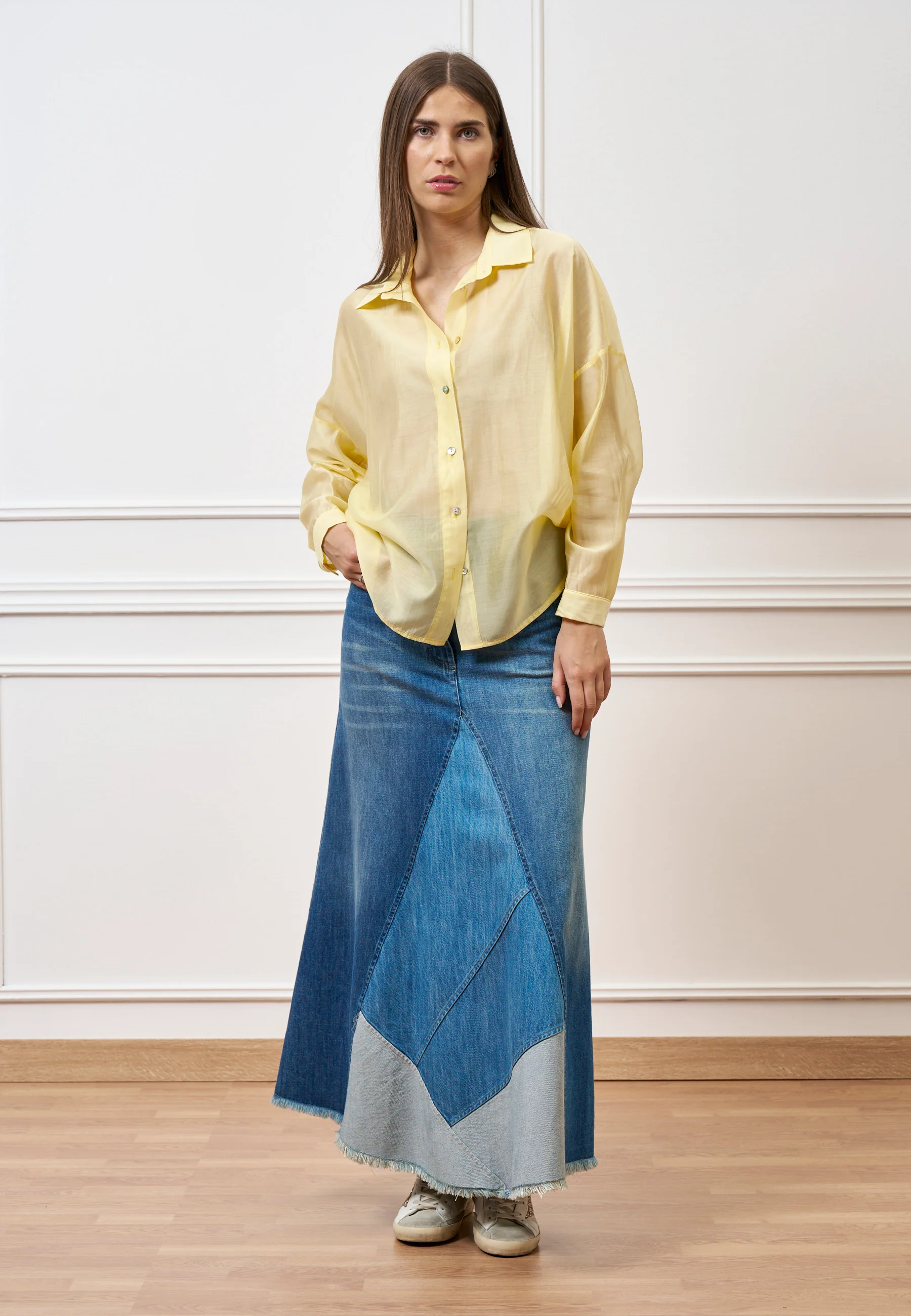 Camicia over in mussola - GIALLO - Image 5