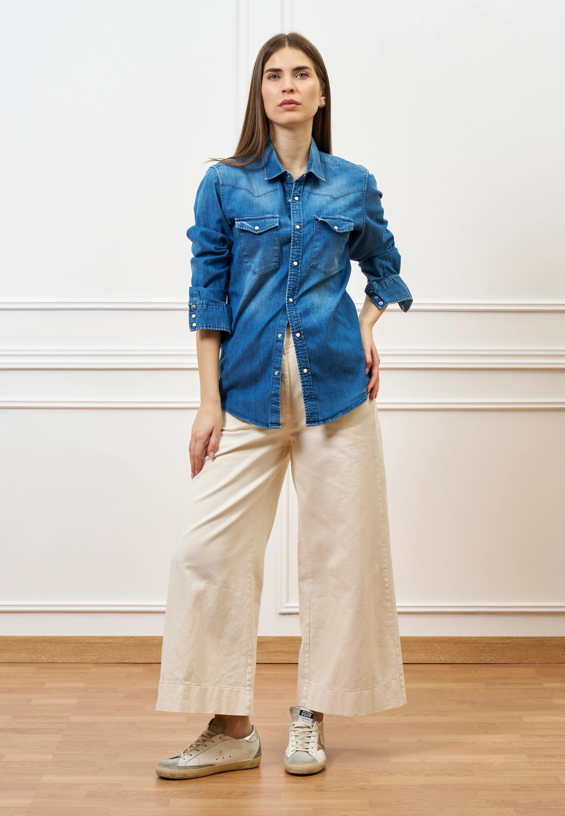 Camicia vintage con applicazione sul retro - JEANS - Image 3