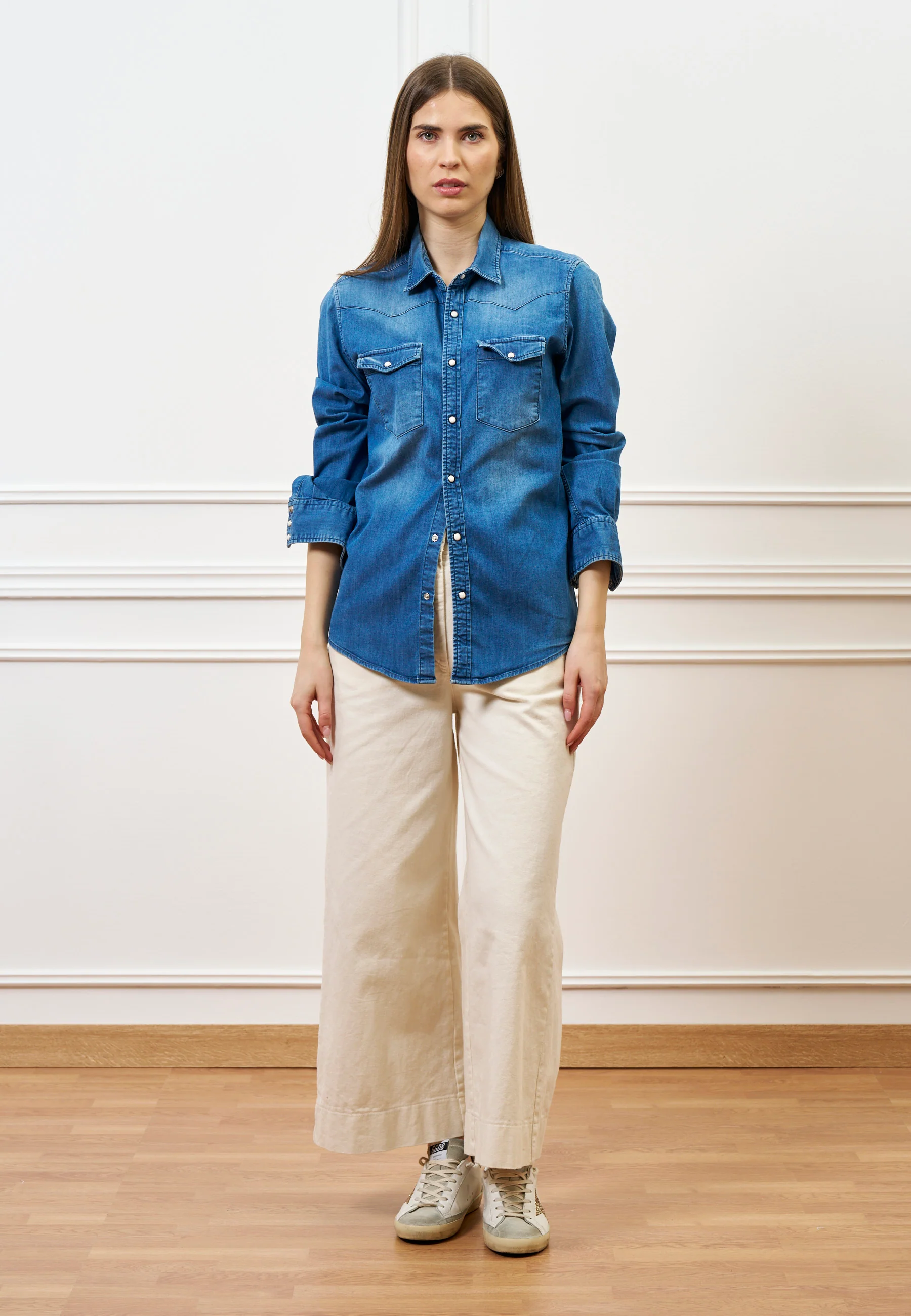 Camicia vintage con applicazione sul retro - JEANS - Image 5