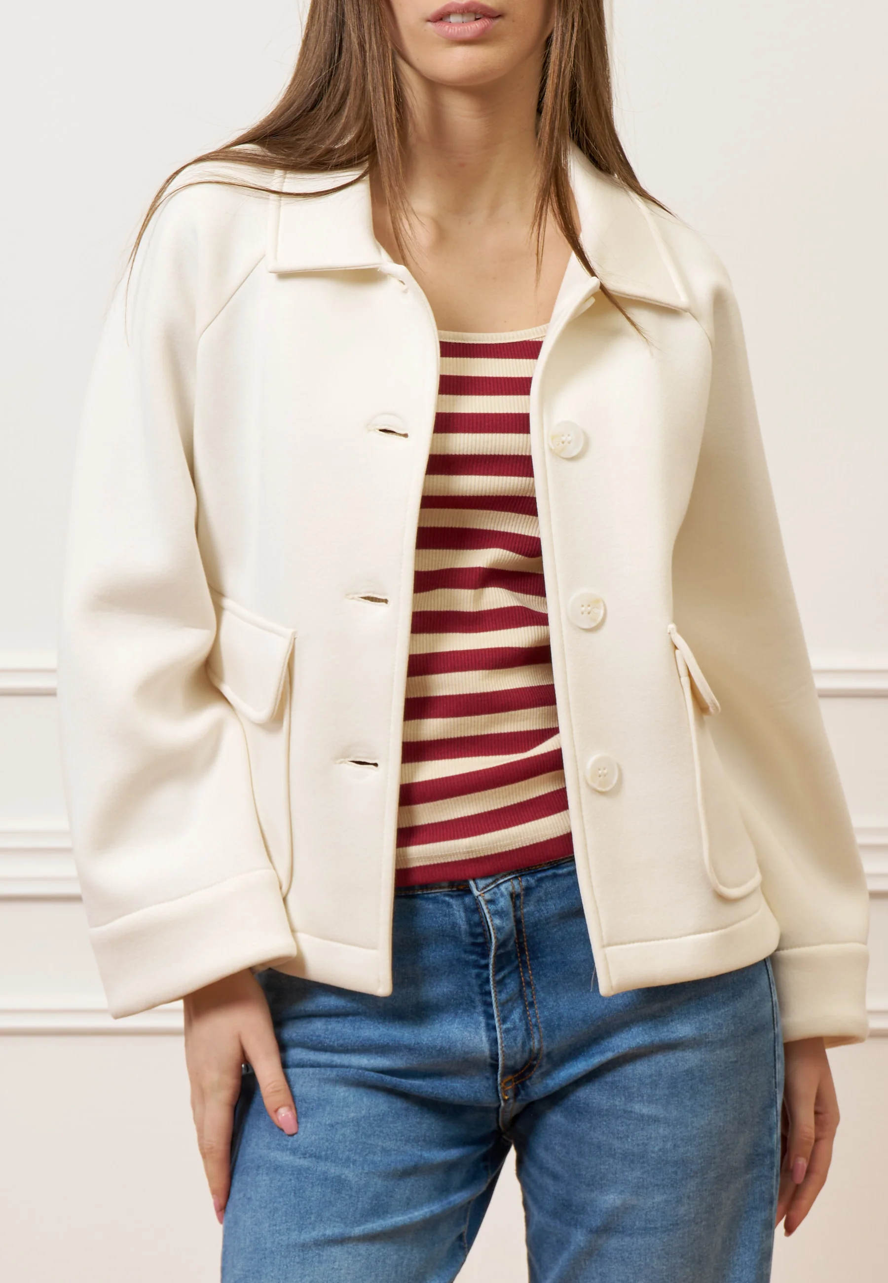 Cappotto accoppiato con tasche - AVORIO - Image 3