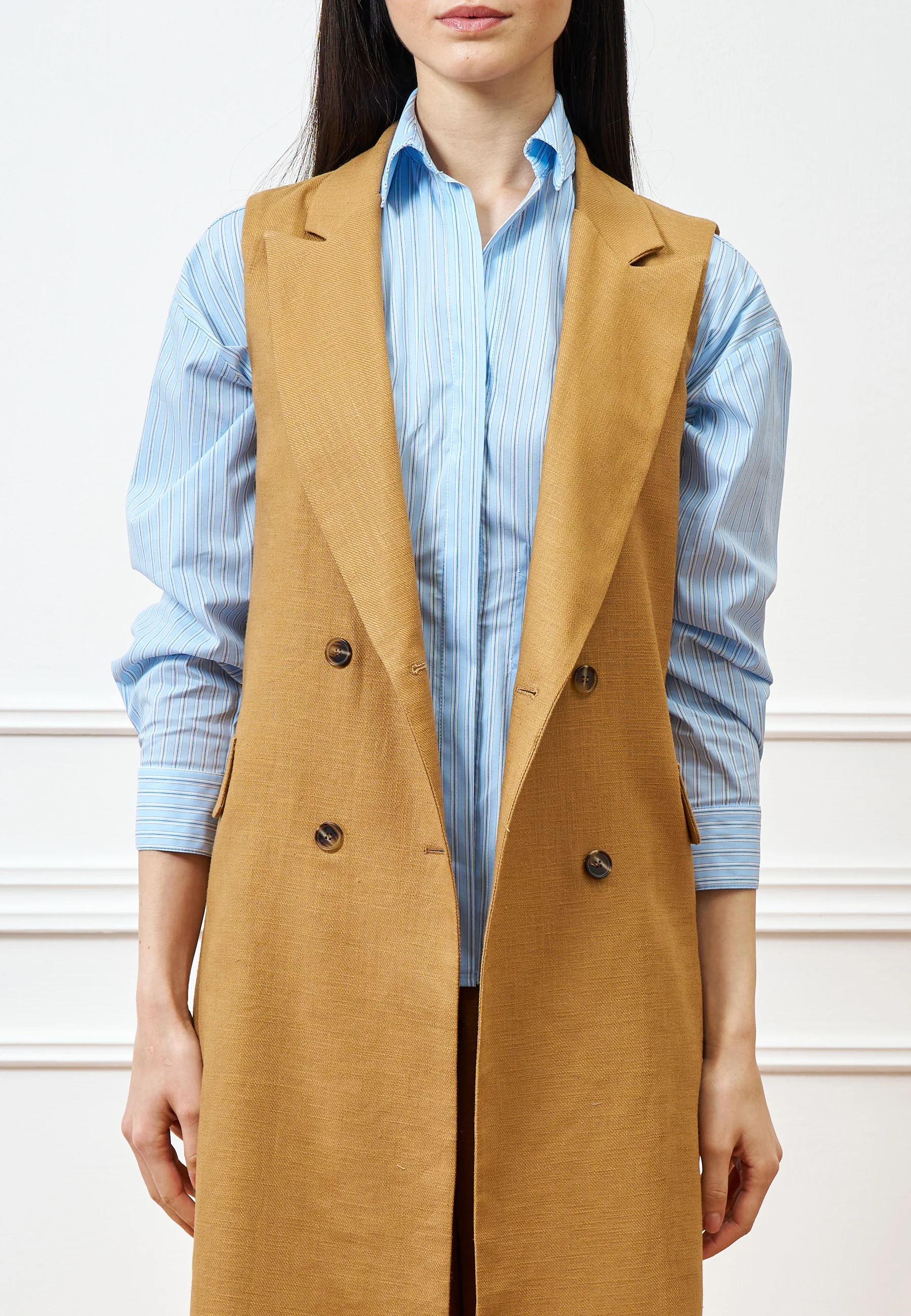 Cappotto lungo smanicato - CAMMELLO - Image 7
