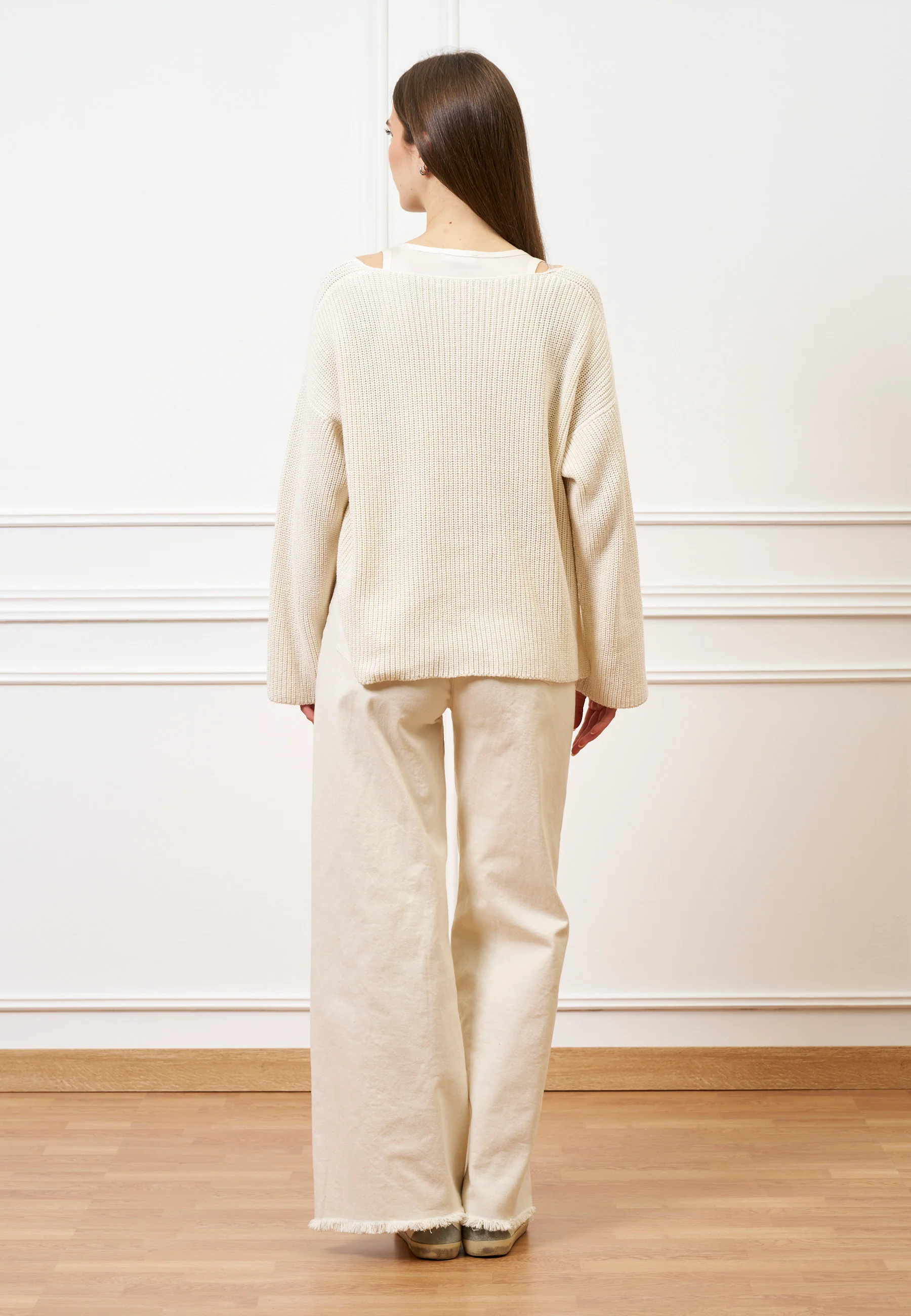 Cardigan ampio con spacchi - AVORIO - Image 5