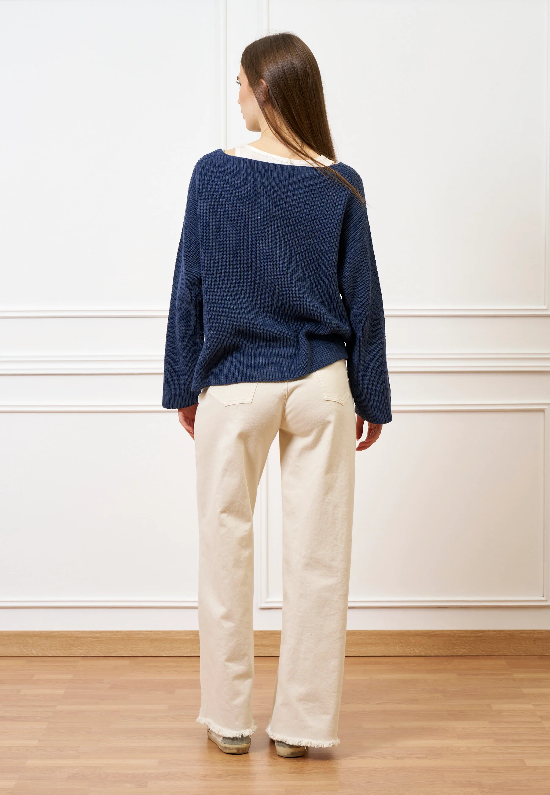 Cardigan ampio con spacchi - BLU - Image 5
