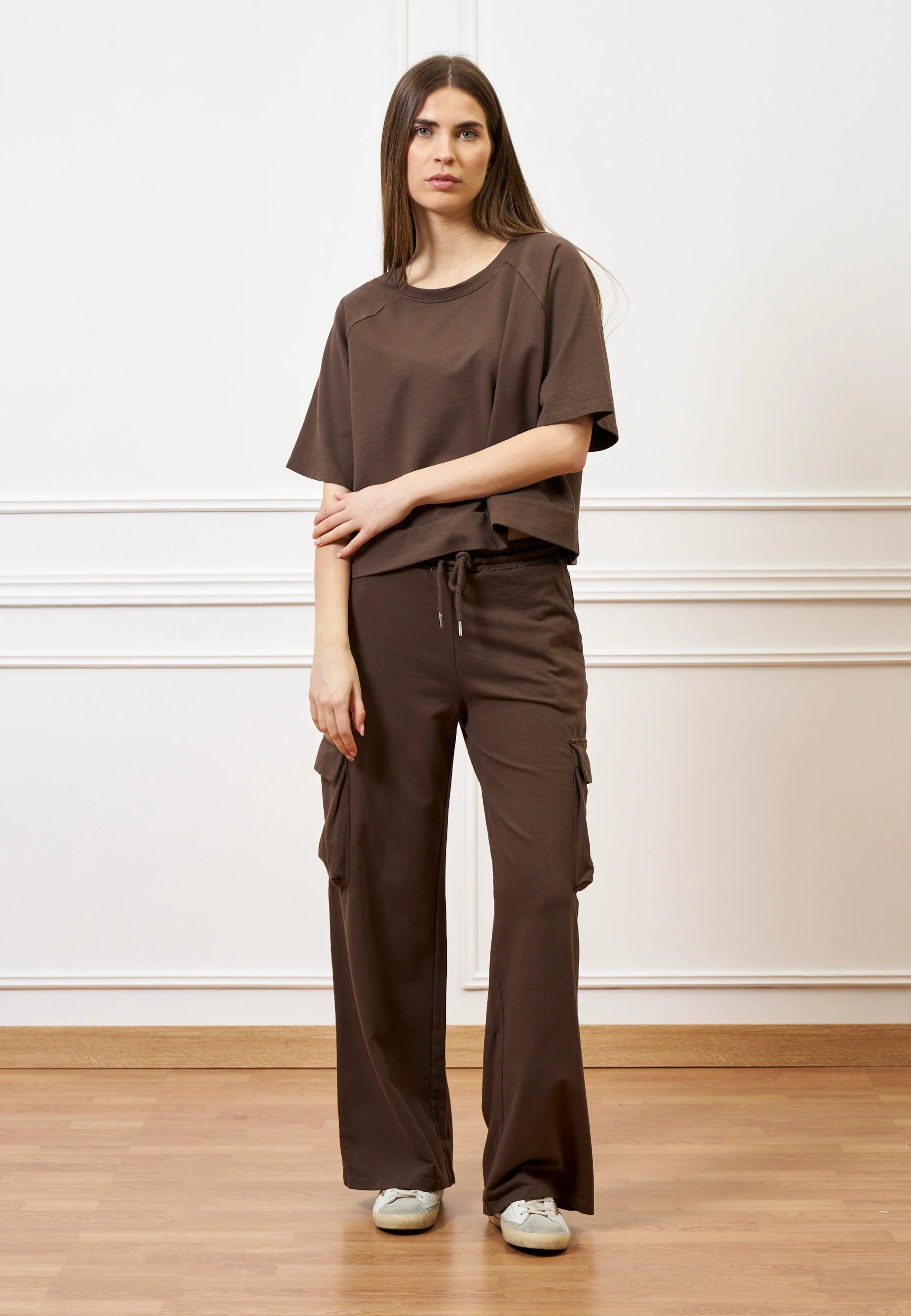 Felpa maniche corte raglan  - MARRONE - Image 3