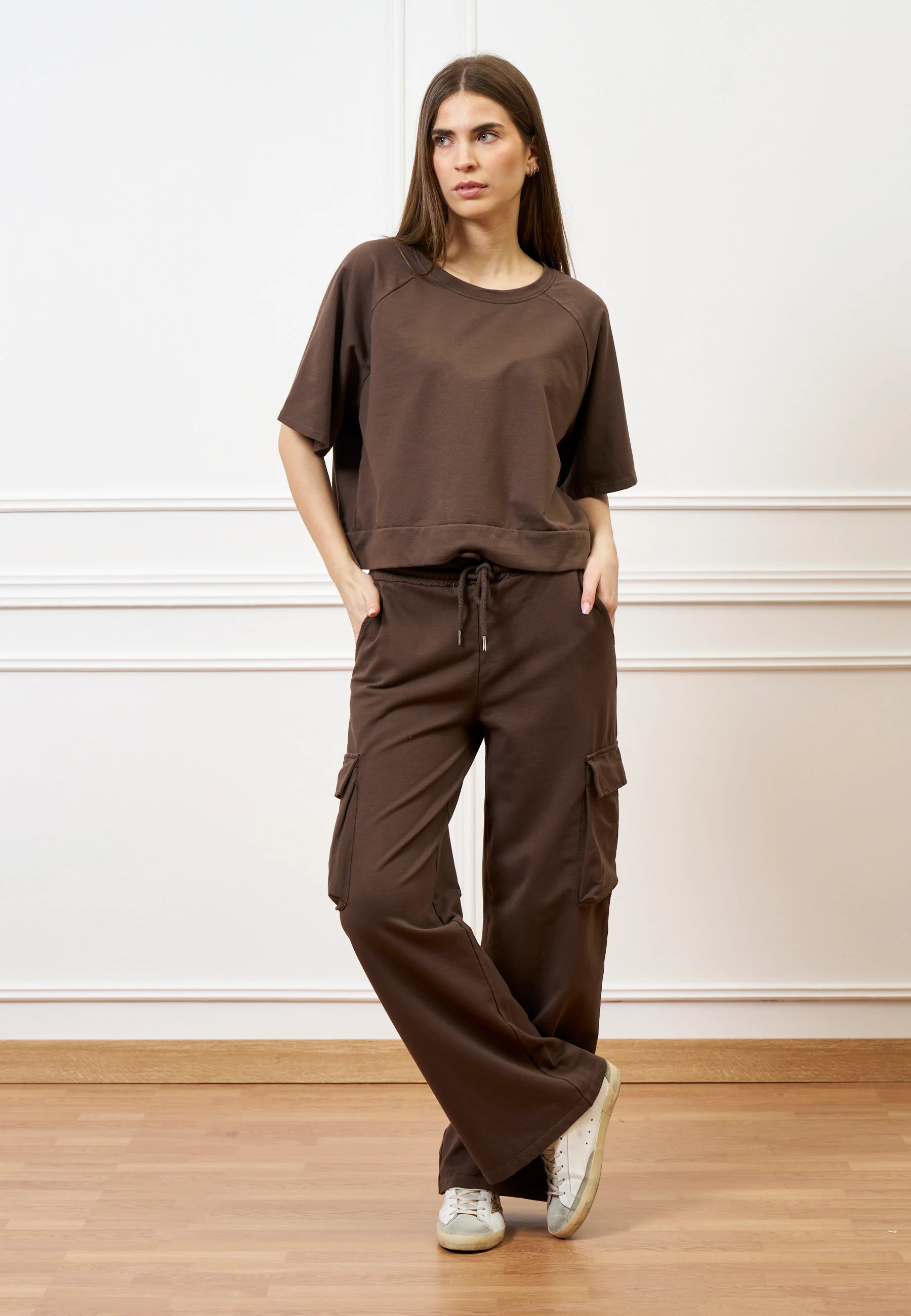 Felpa maniche corte raglan  - MARRONE - Image 5