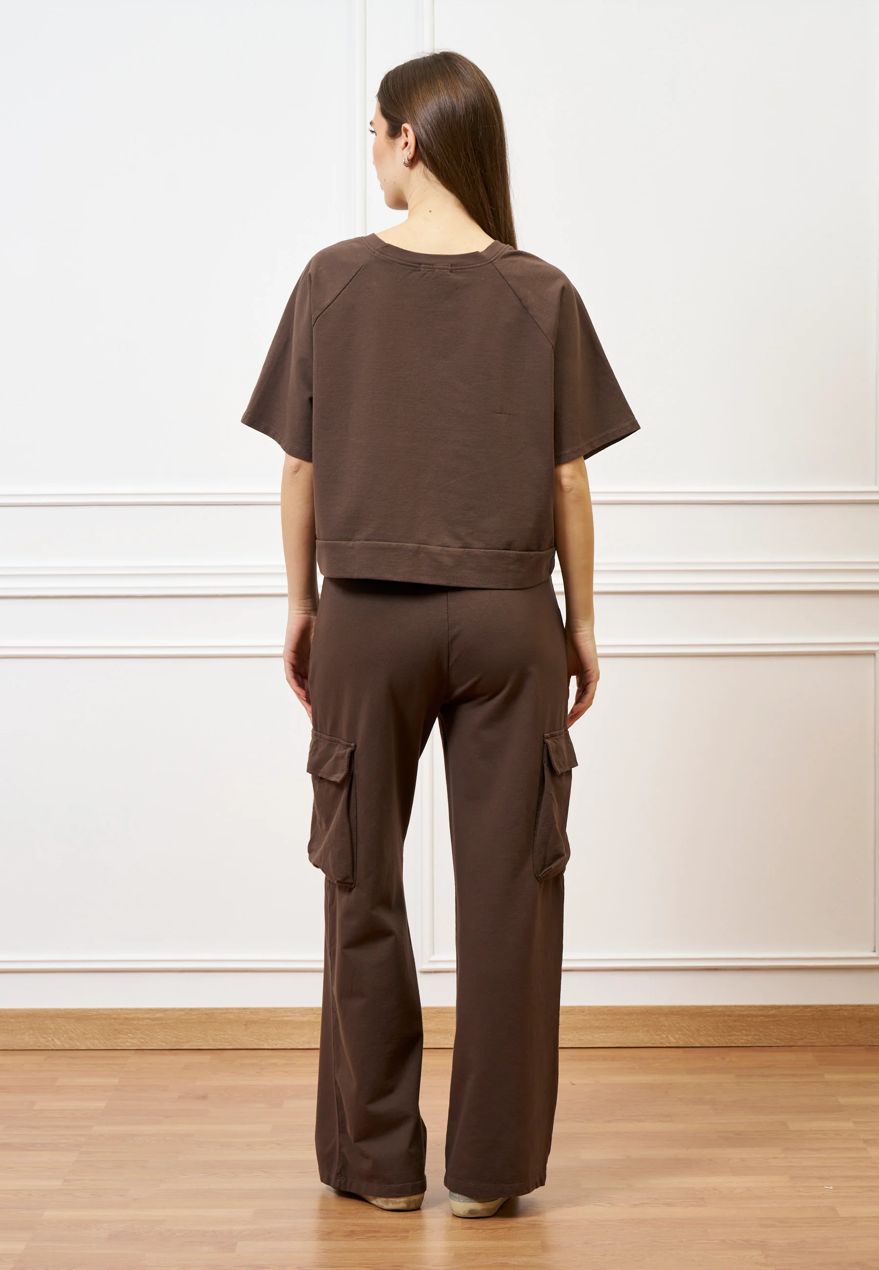 Felpa maniche corte raglan  - MARRONE - Image 6