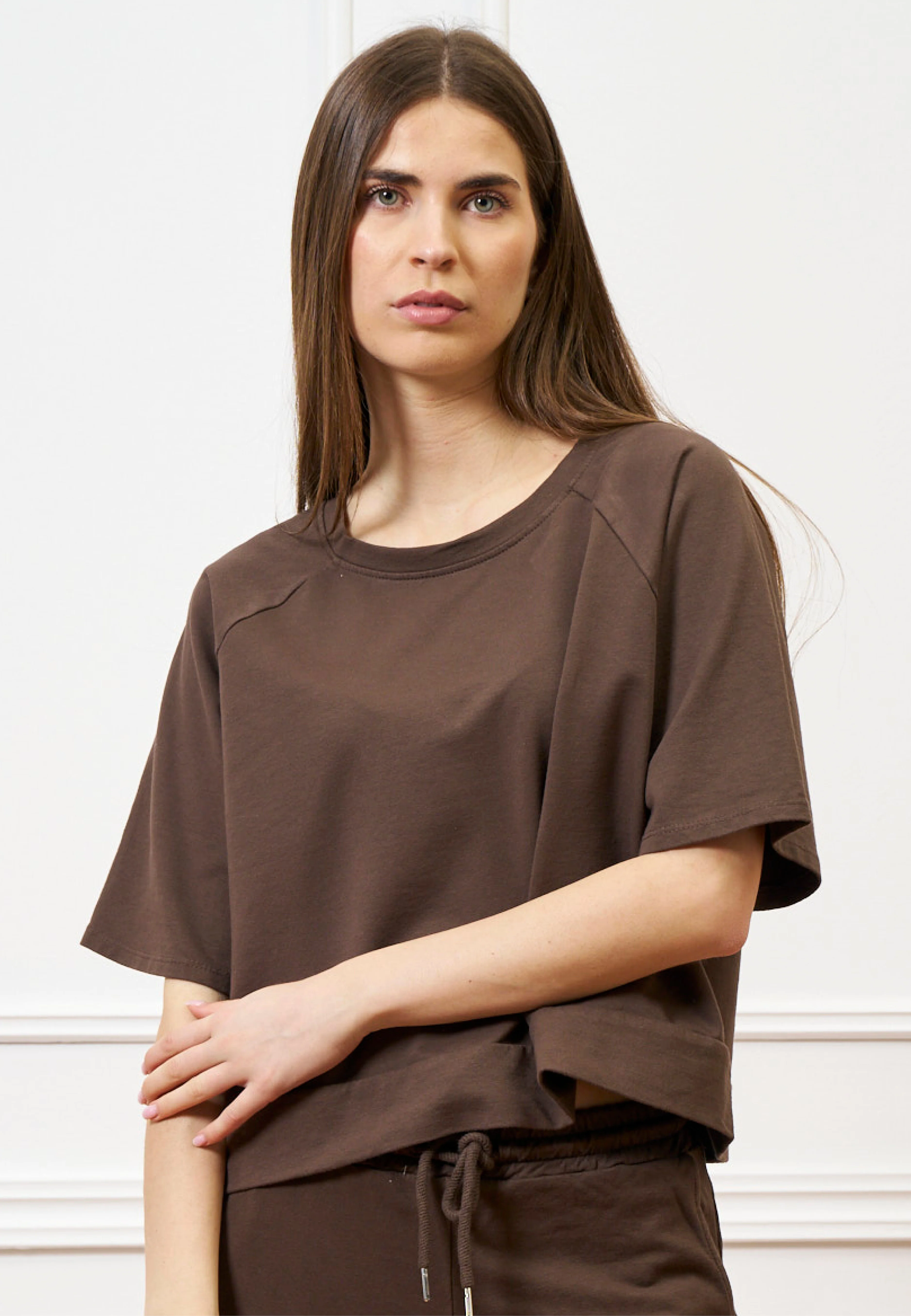 Felpa maniche corte raglan  - MARRONE - Image 8