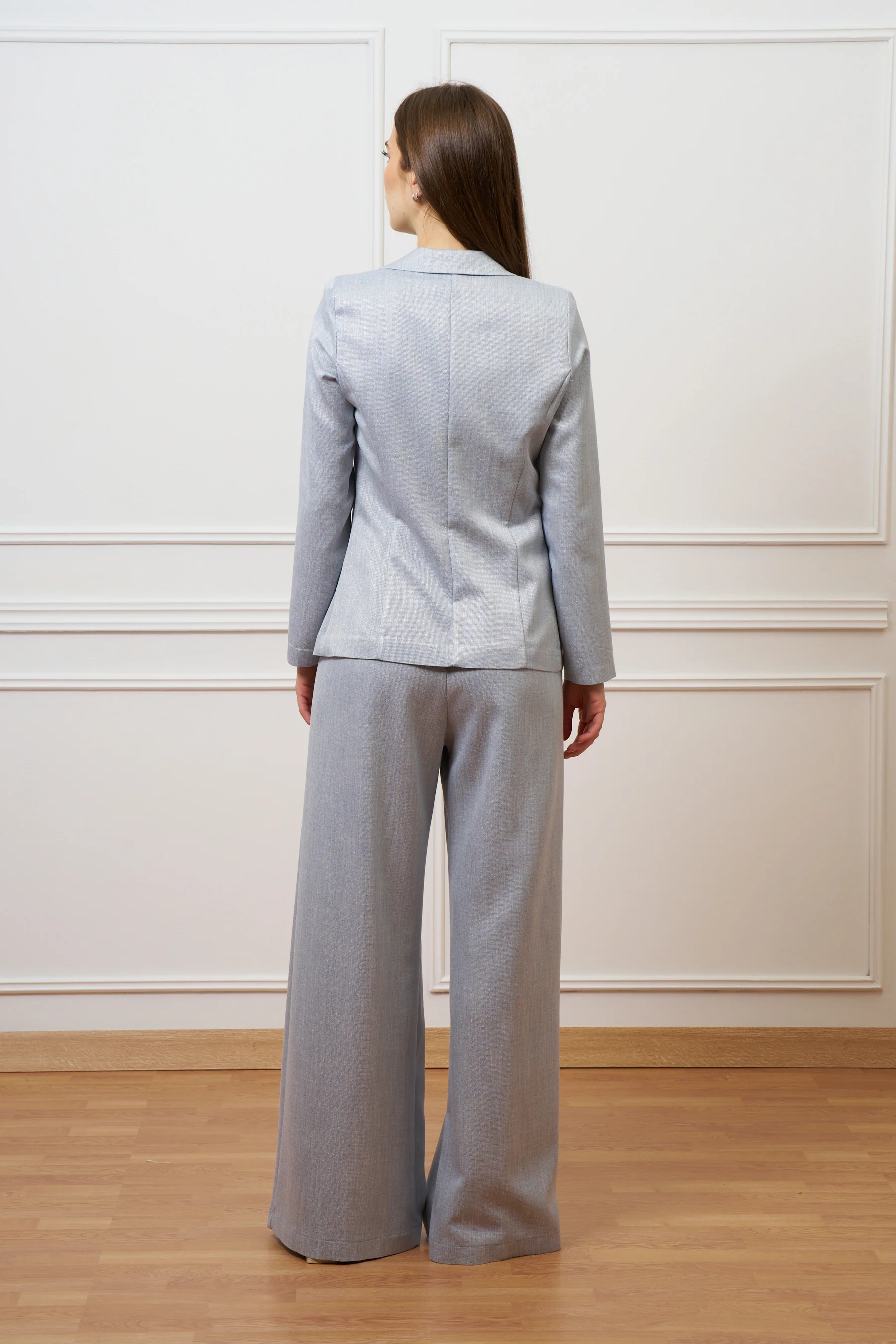 Giacca monopetto con lurex - CELESTE - Image 5