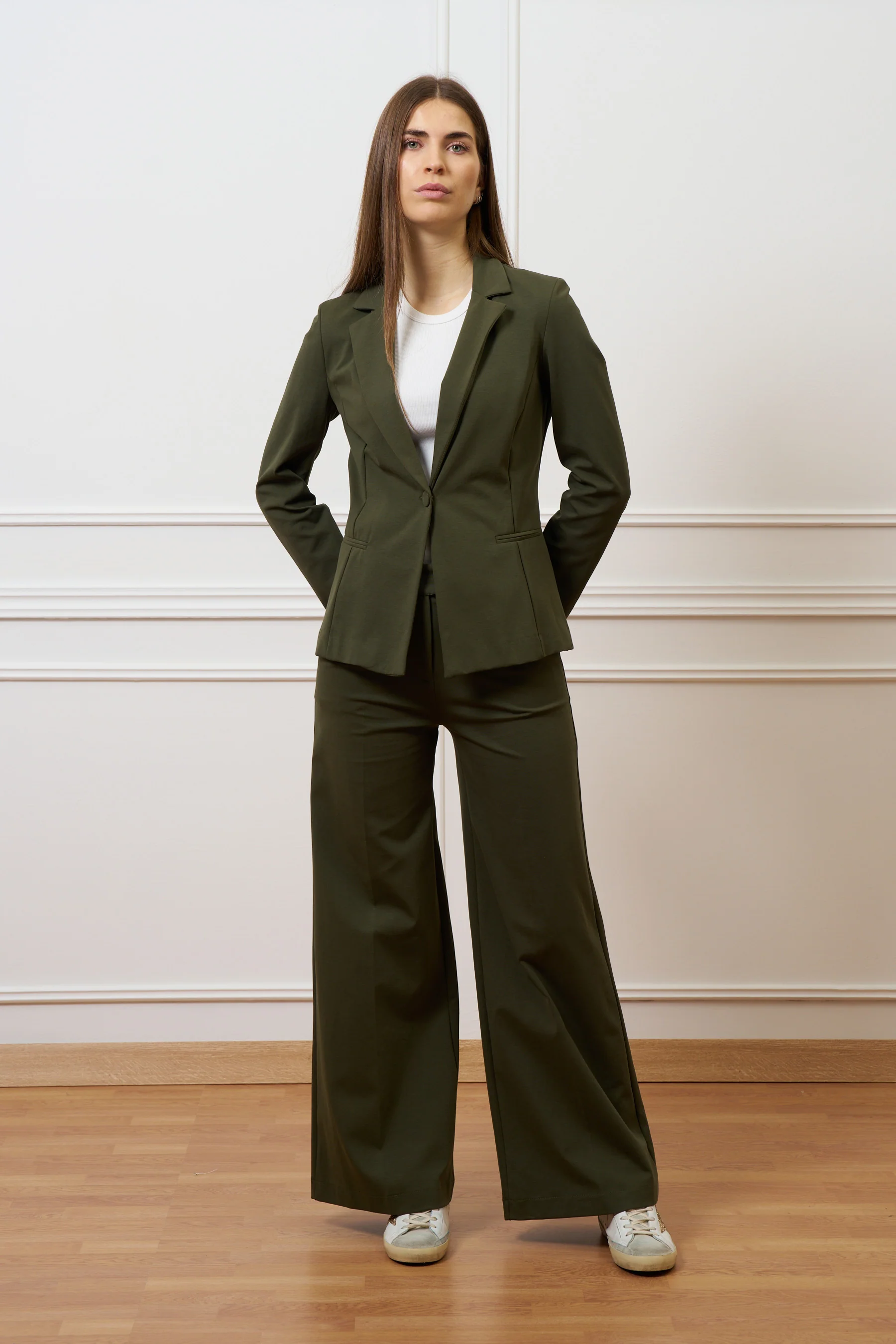 Giacca monopetto punto milano - MILITARE - Image 2