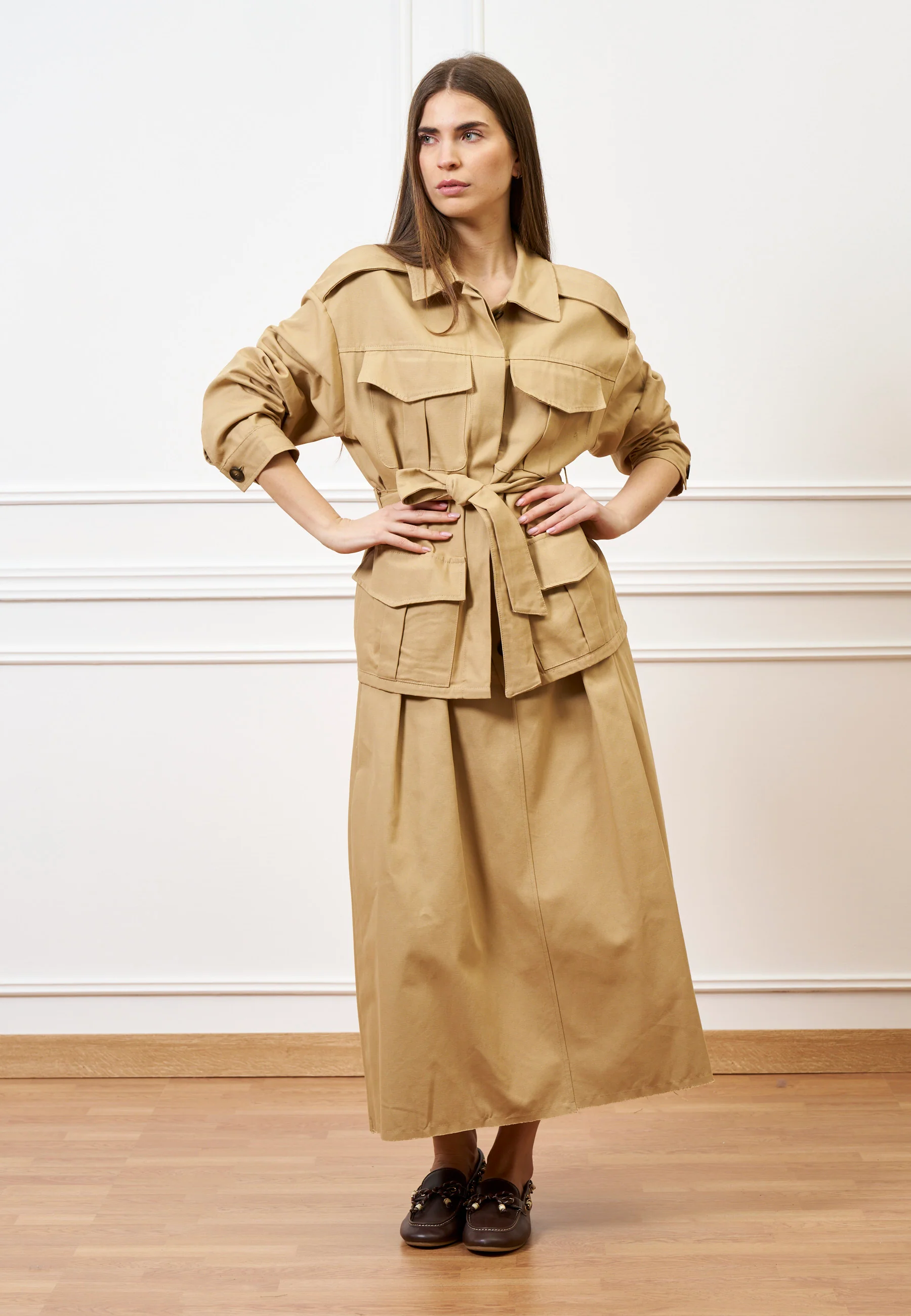 Giacca sahariana con cintura - BEIGE - Image 6