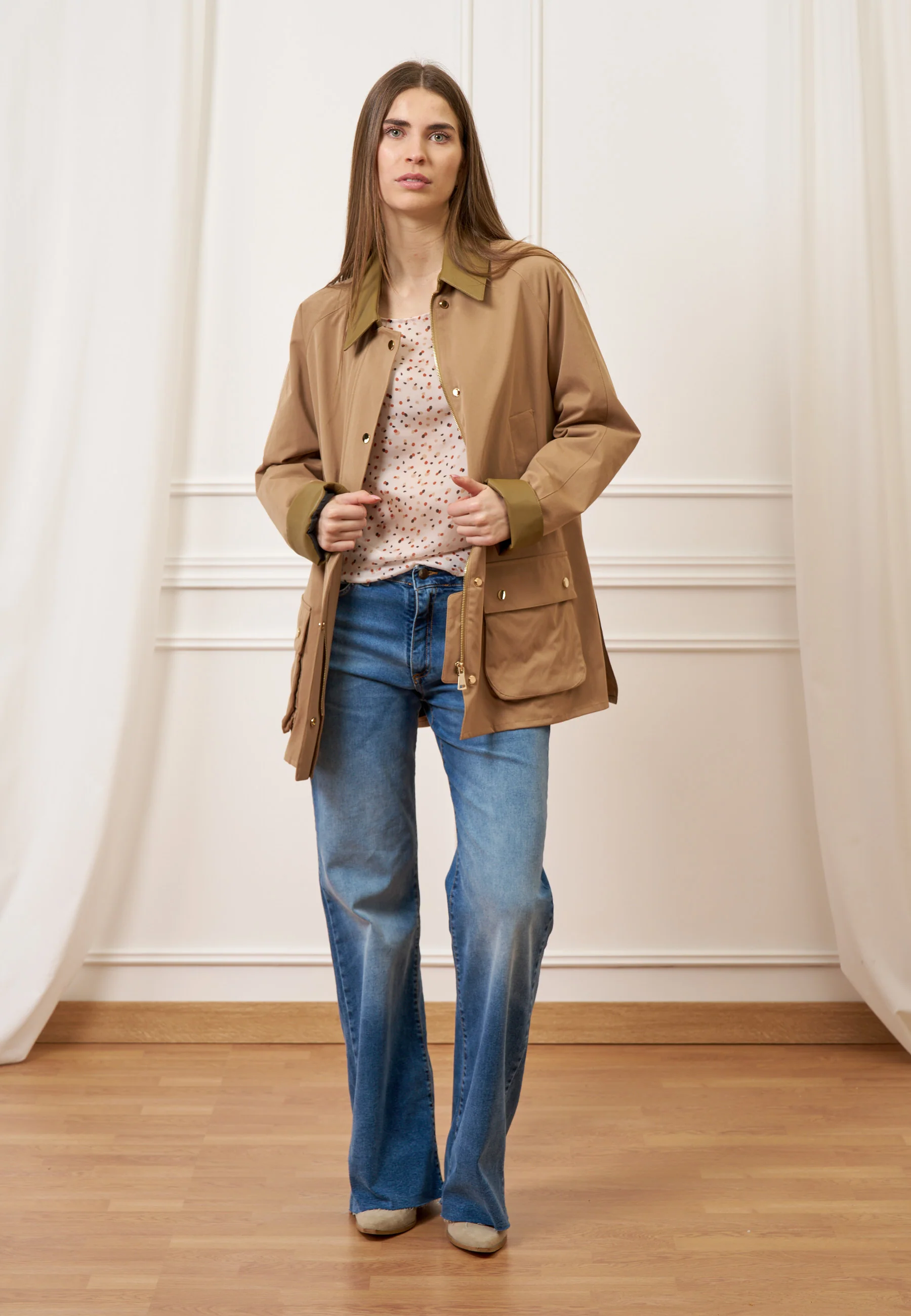 Giubbino con inserti ecopelle - BEIGE - Image 3