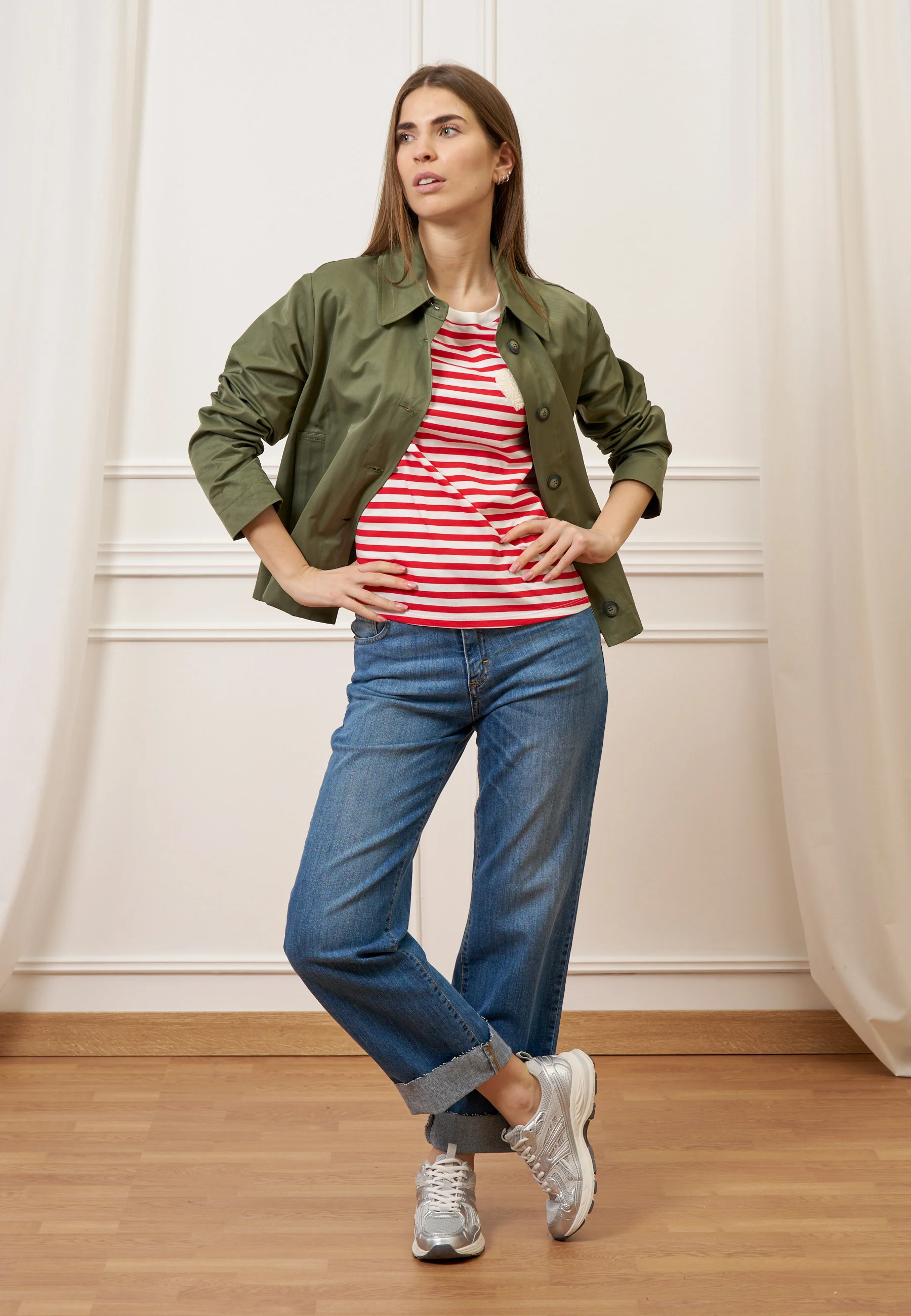Giubbino in cotone con colletto - MILITARE - Image 4