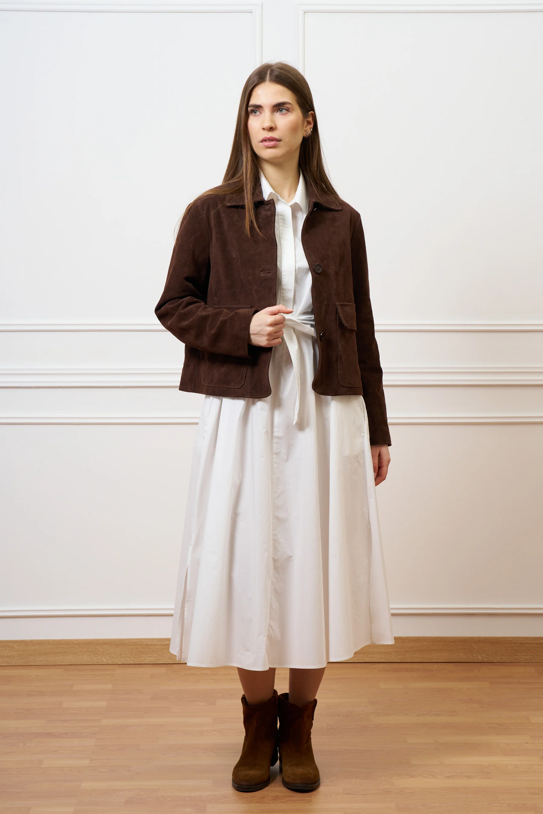 Giubbino in pelle scamosciata - MARRONE - Image 5