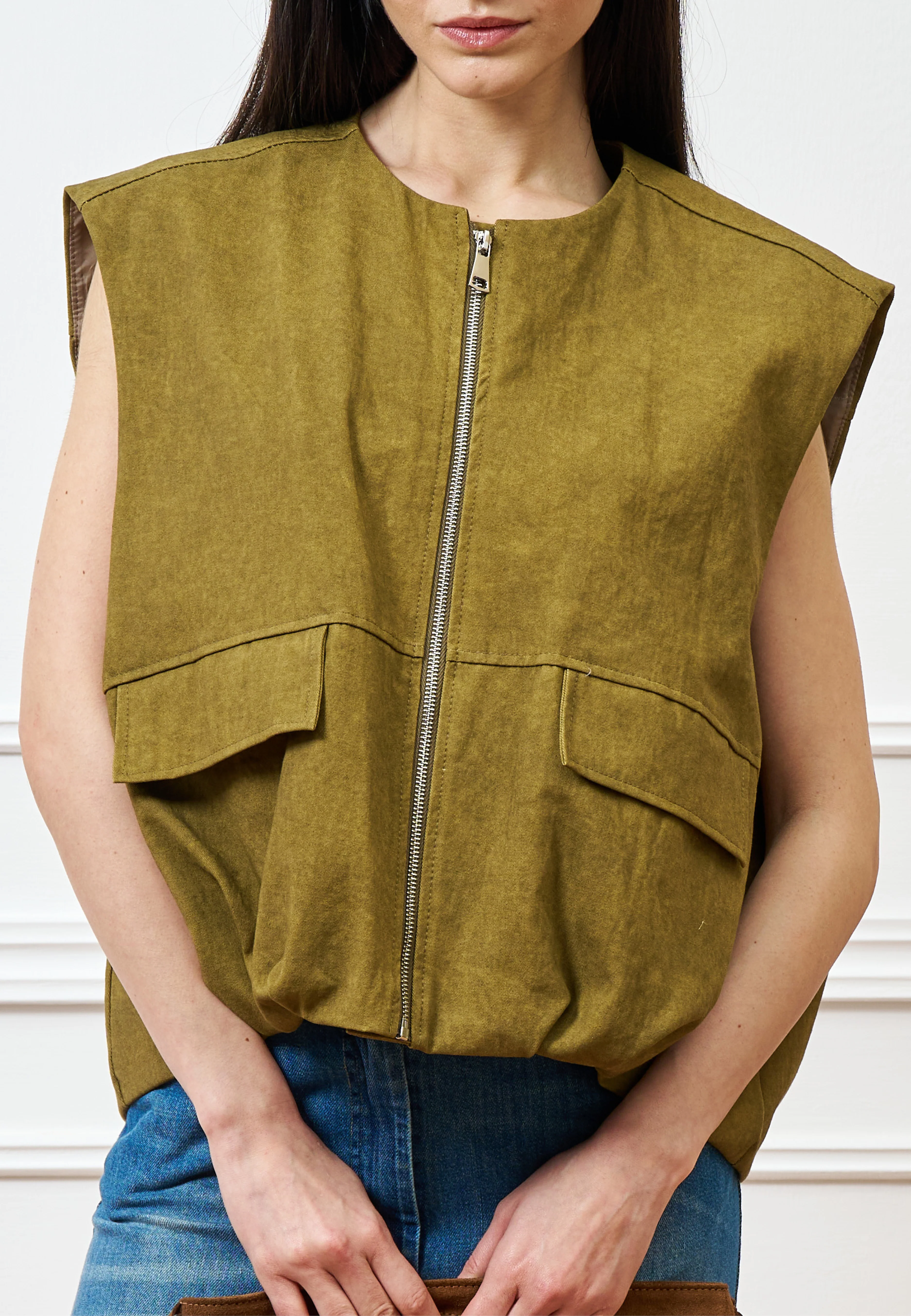 Giubbino smanicato in cotone - MILITARE - Image 2