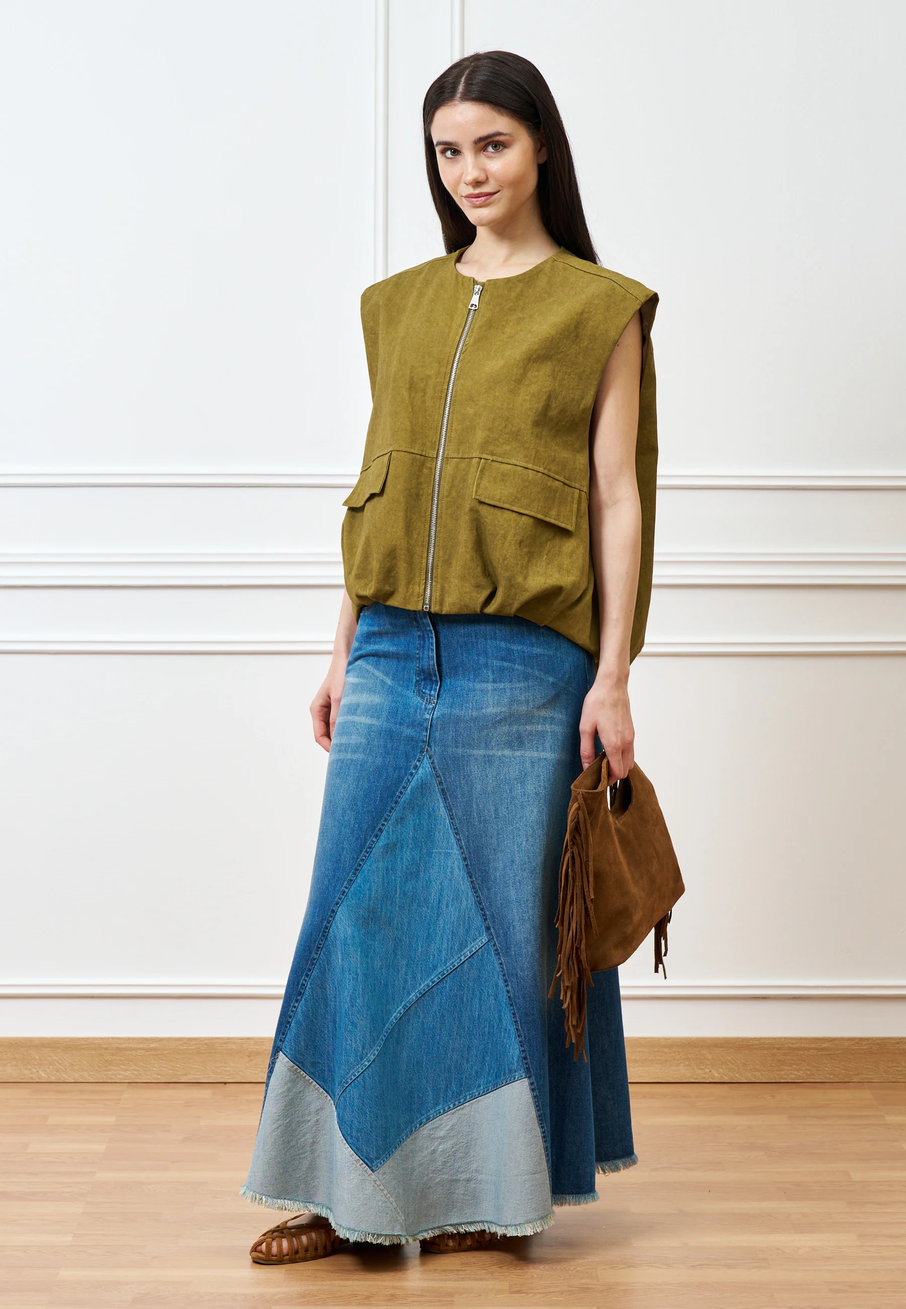 Giubbino smanicato in cotone - MILITARE - Image 3