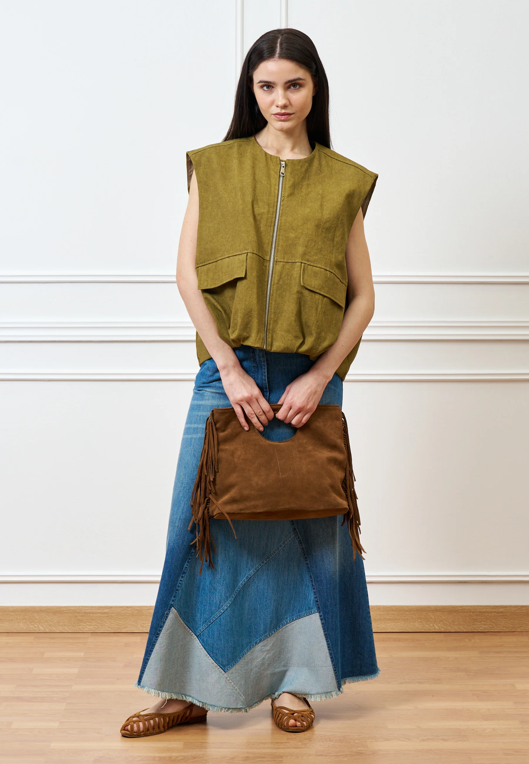 Giubbino smanicato in cotone - MILITARE - Image 4
