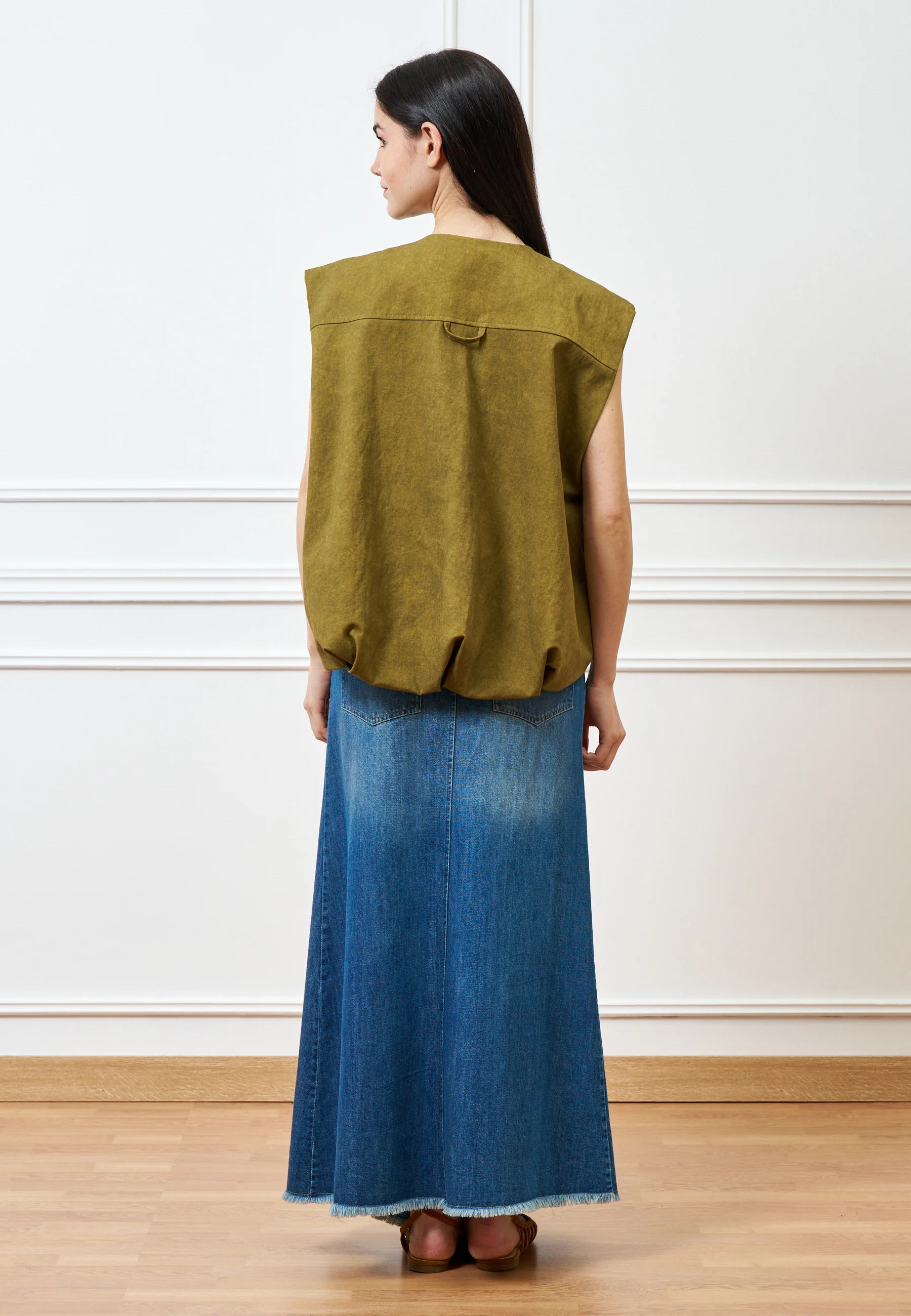 Giubbino smanicato in cotone - MILITARE - Image 7
