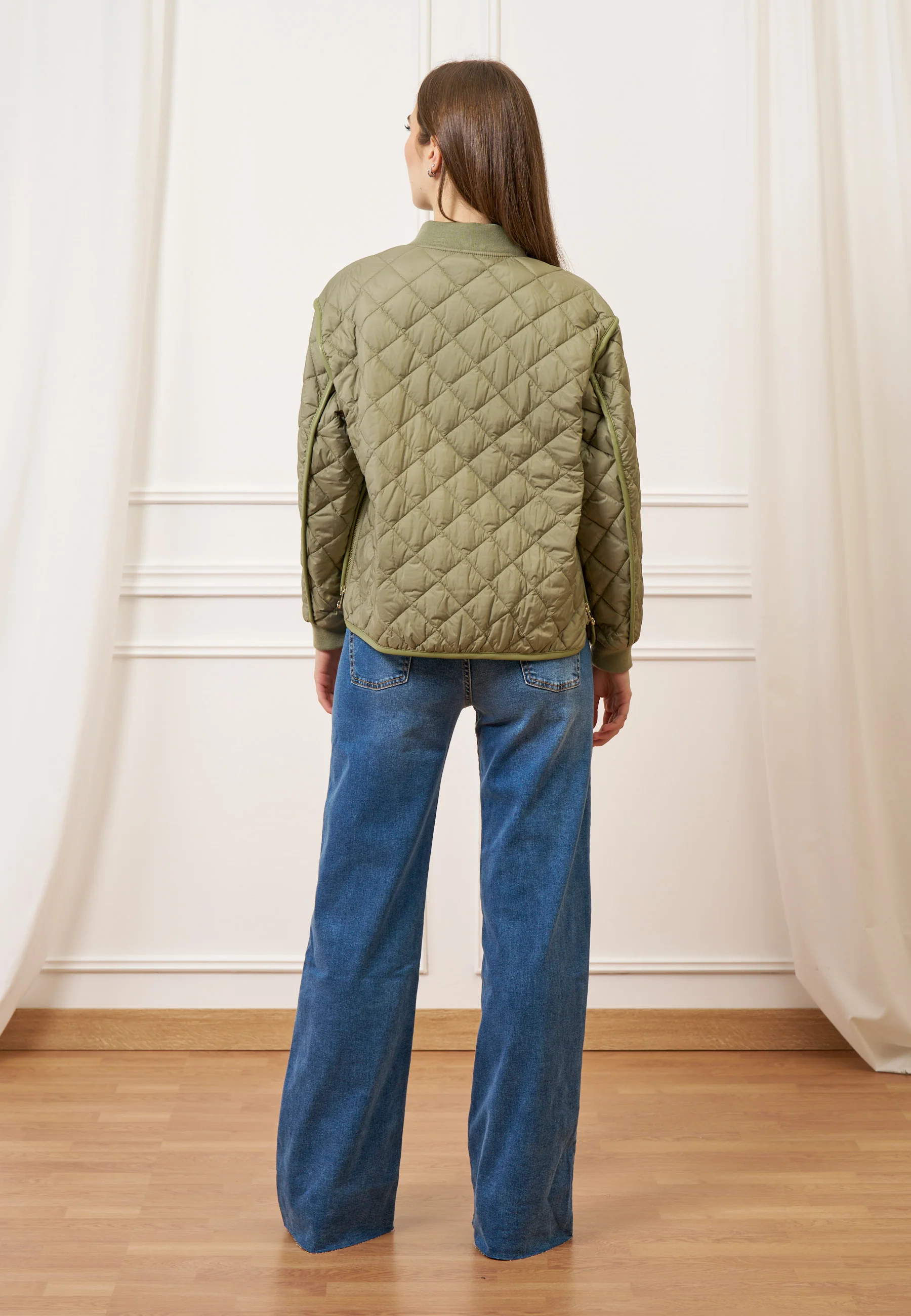 Giubbino trapuntato con zip - MILITARE - Image 6