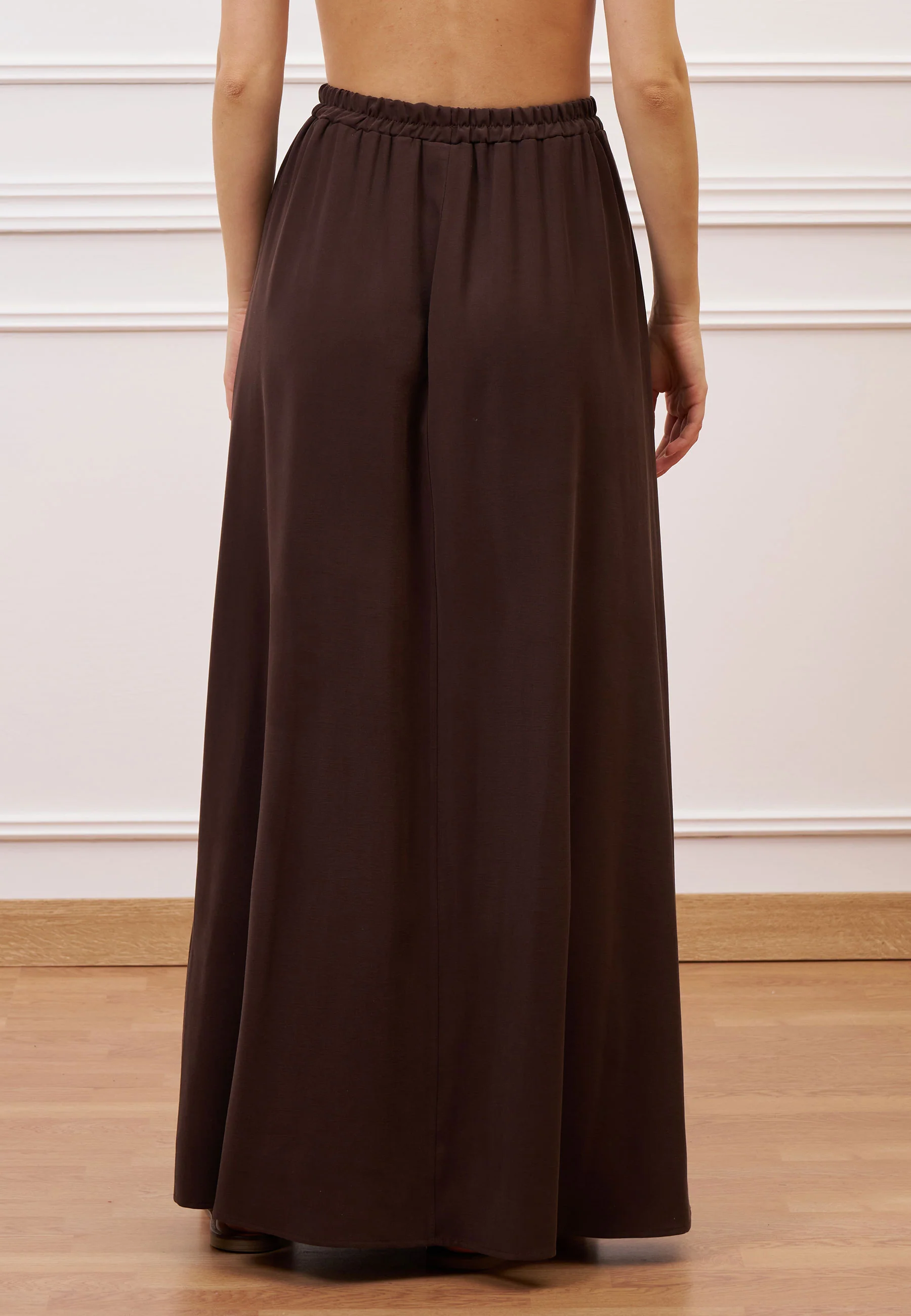 Gonna lunga con elastico in vita - MARRONE - Image 6