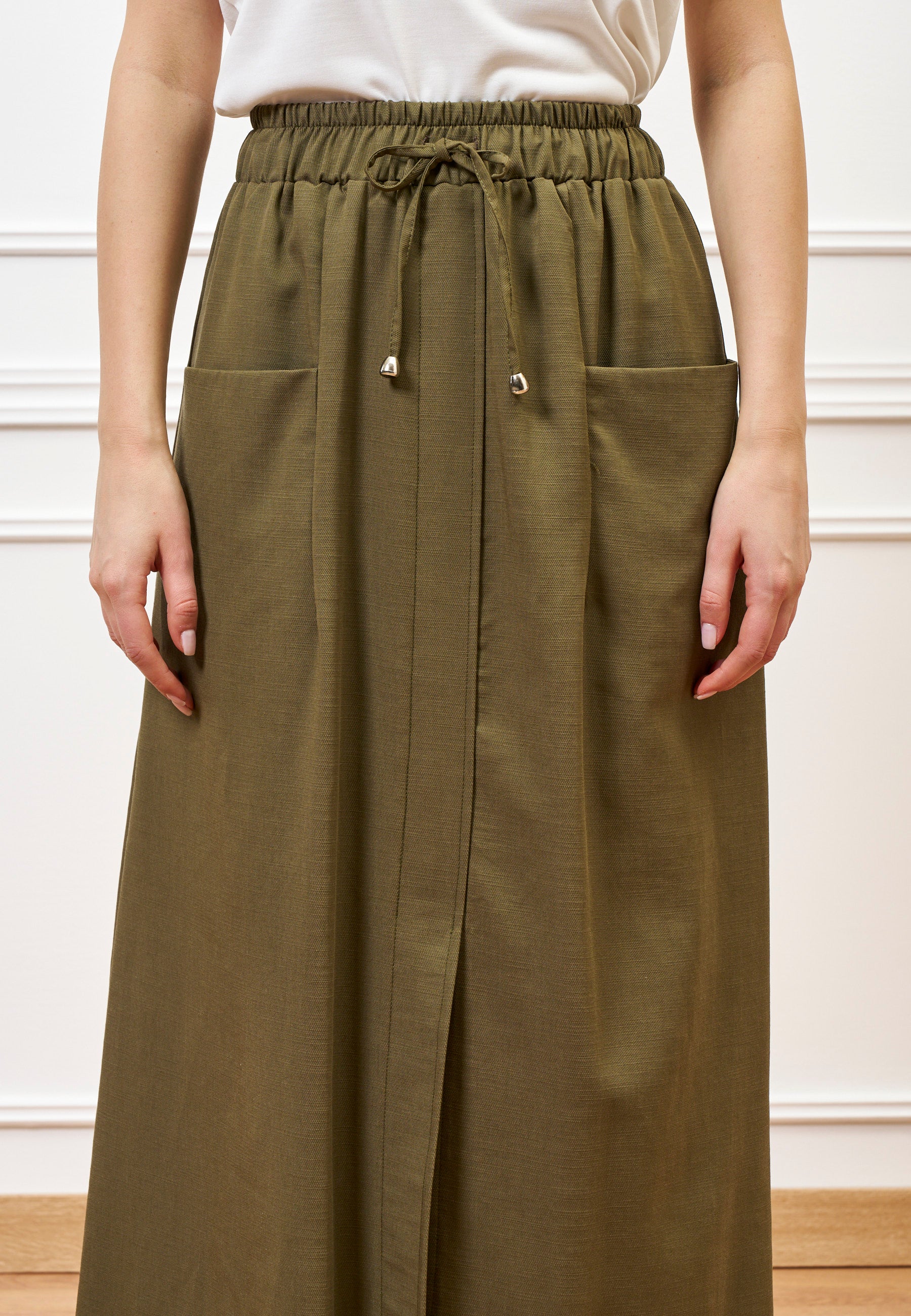 Gonna lunga dritta con tasconi - MILITARE - Image 3