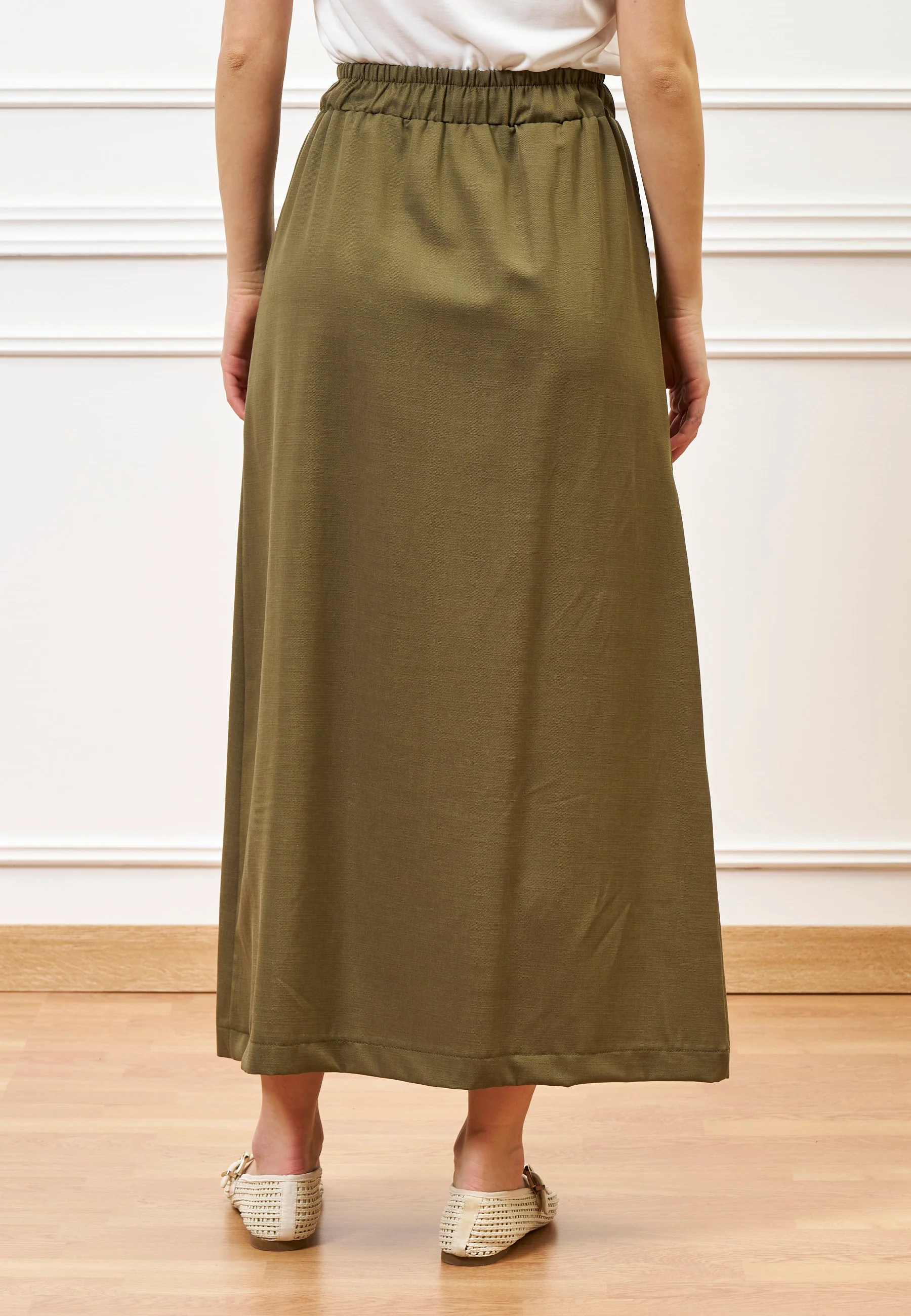 Gonna lunga dritta con tasconi - MILITARE - Image 4