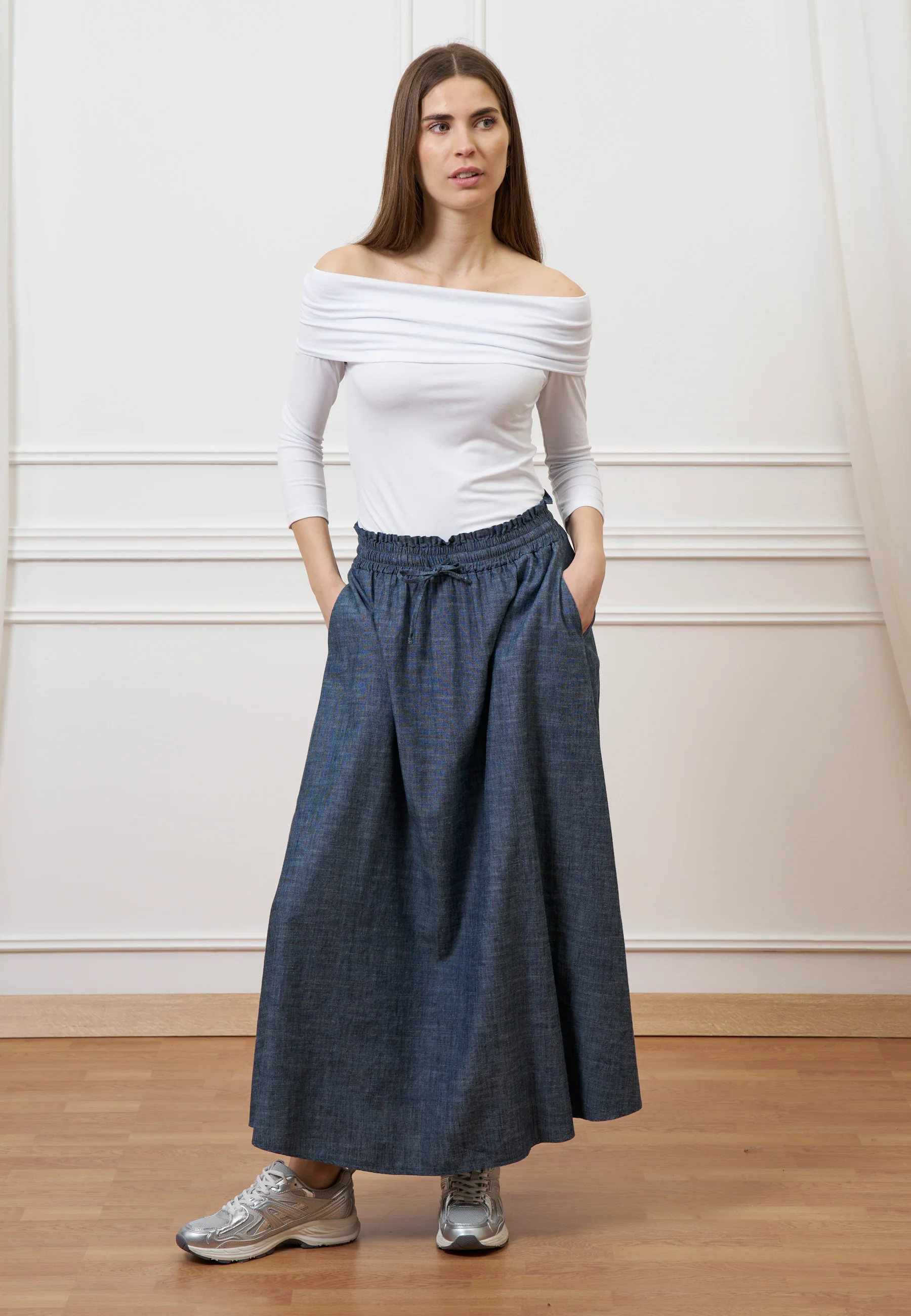 Gonna lunga effetto denim - JEANS - Image 9