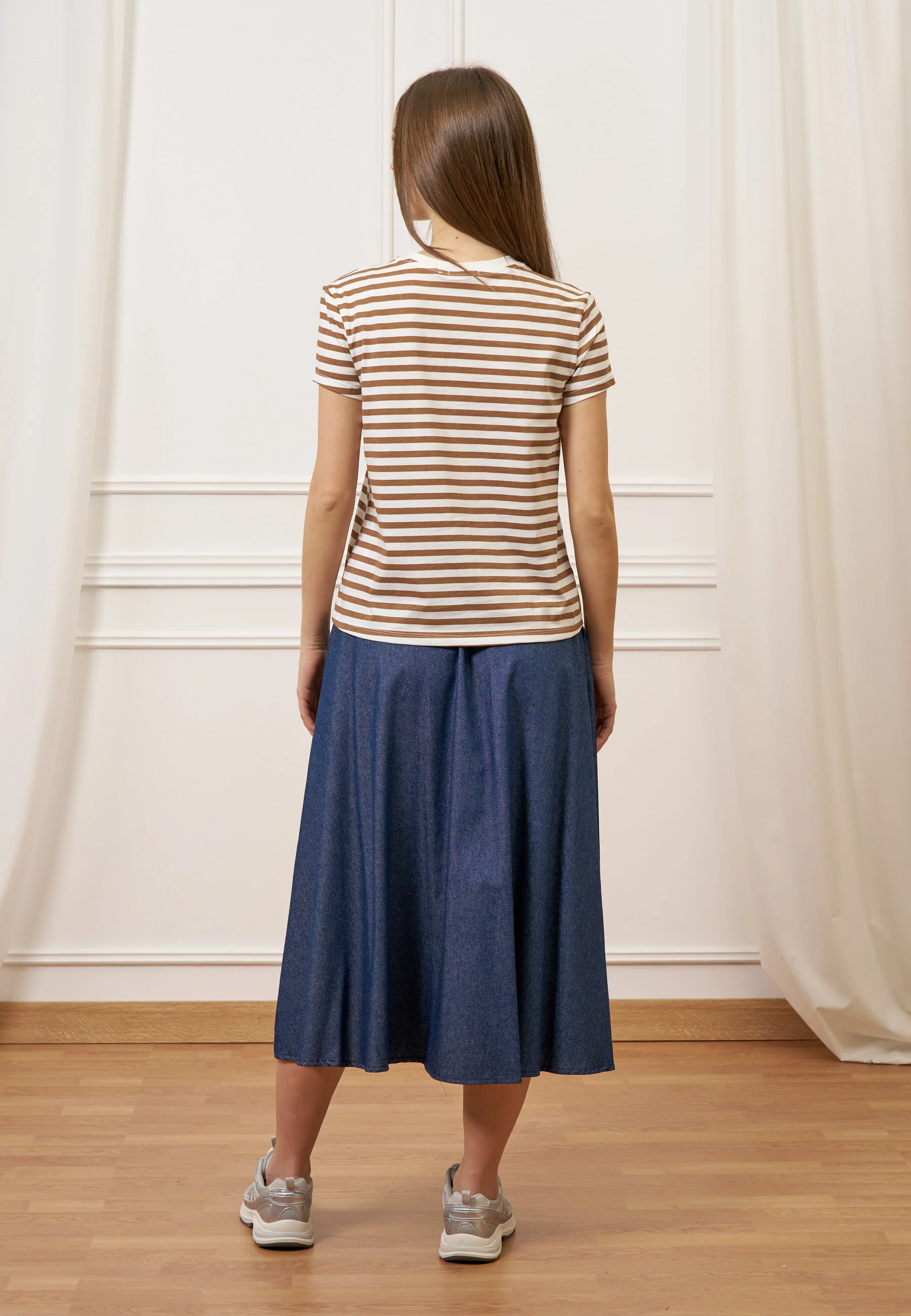 Gonna midi a ruota effetto denim - JEANS - Image 10