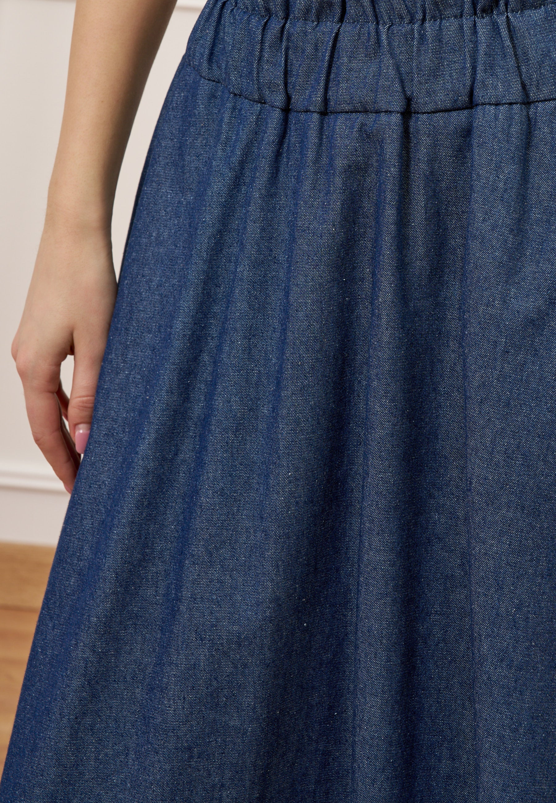 Gonna midi a ruota effetto denim - JEANS - Image 3