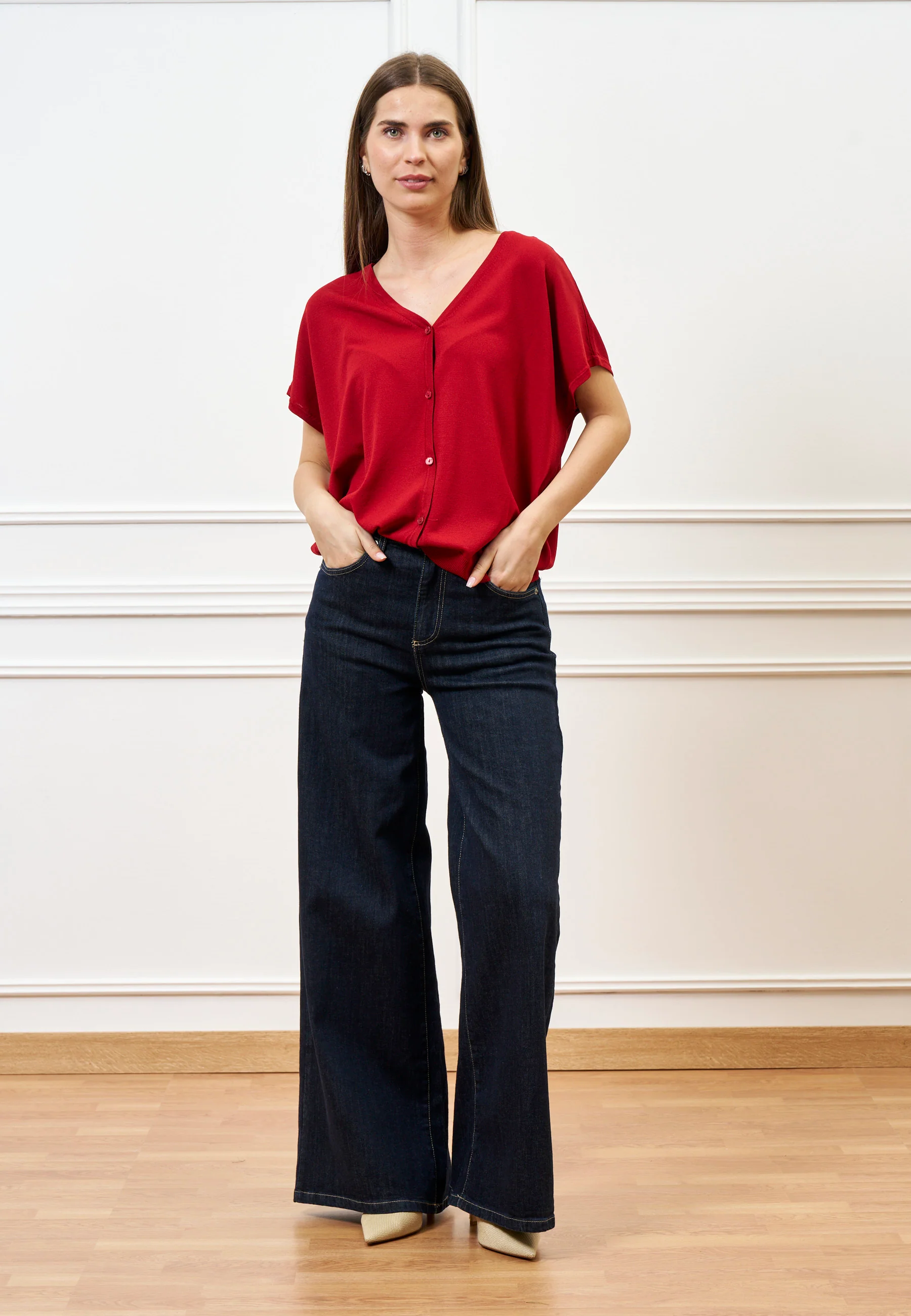 Jeans a vita alta con gamba ampia - JEANS - Image 3