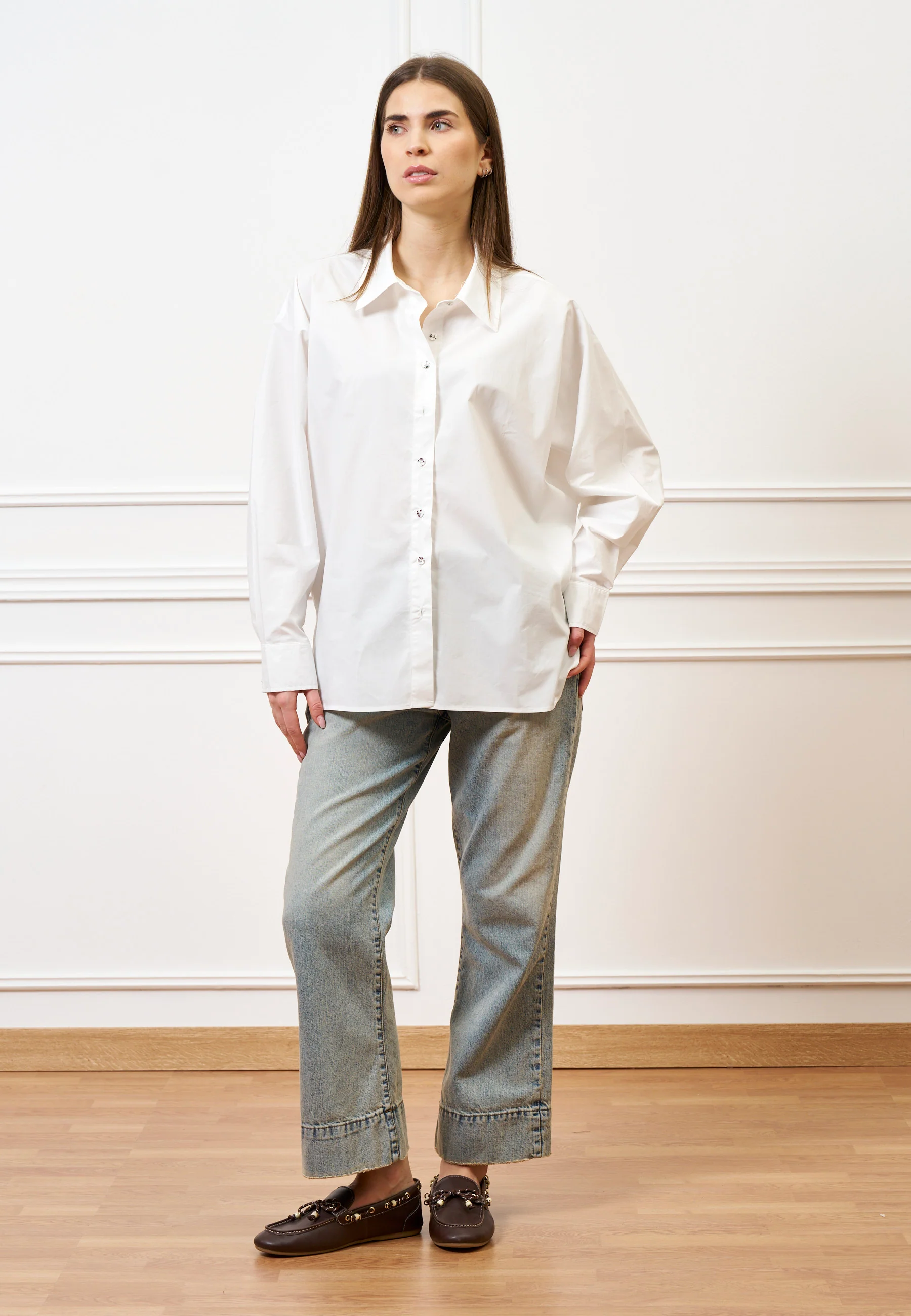 Jeans cropped con cucitura alta fondo - JEANS - Image 8