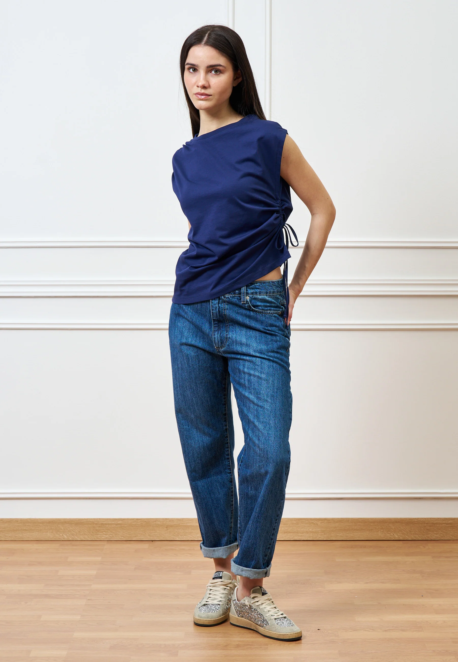 Jeans dritti a vita alta cinque tasche - JEANS