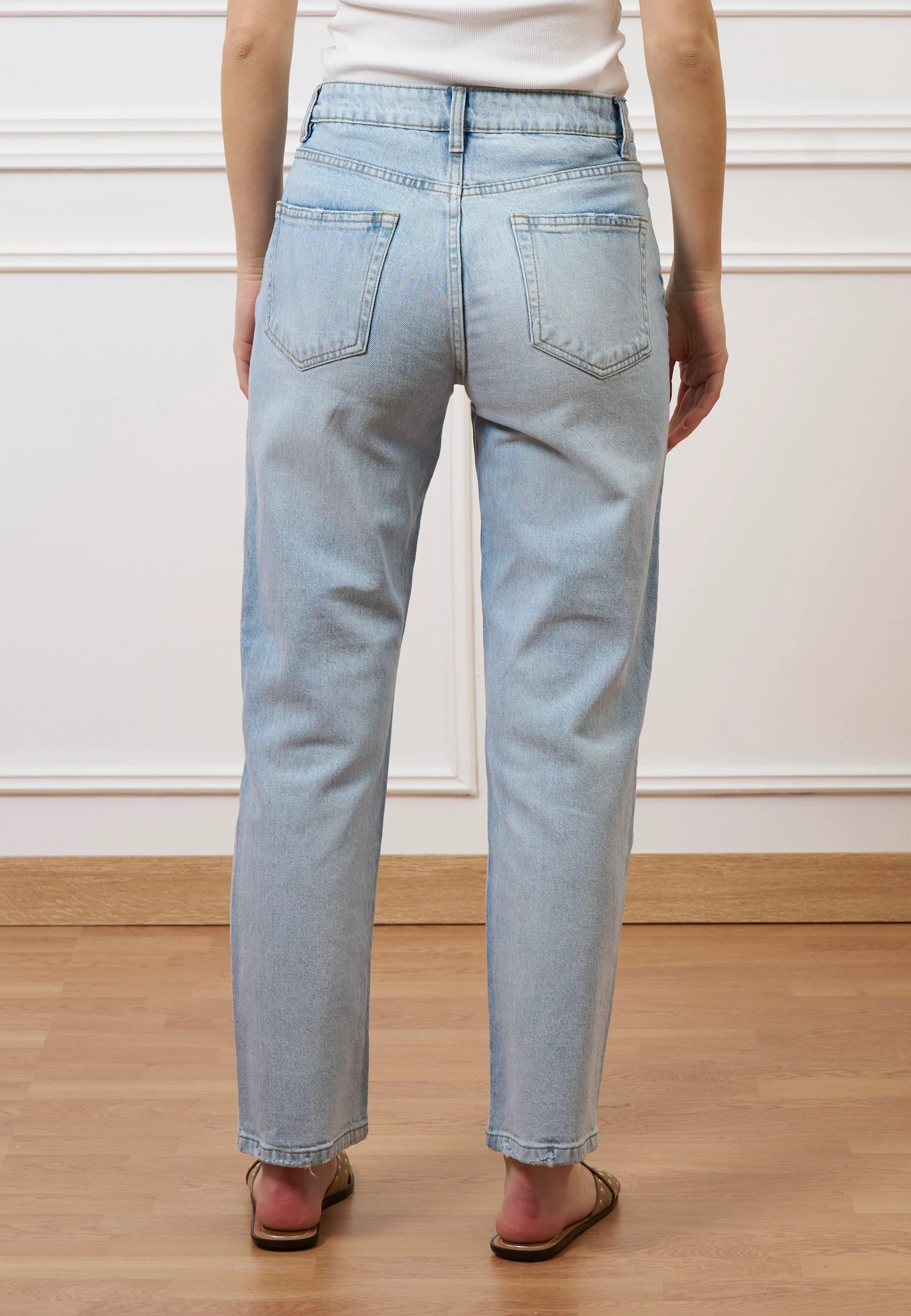 Jeans dritti a vita alta - JEANS CHIARO - Image 6