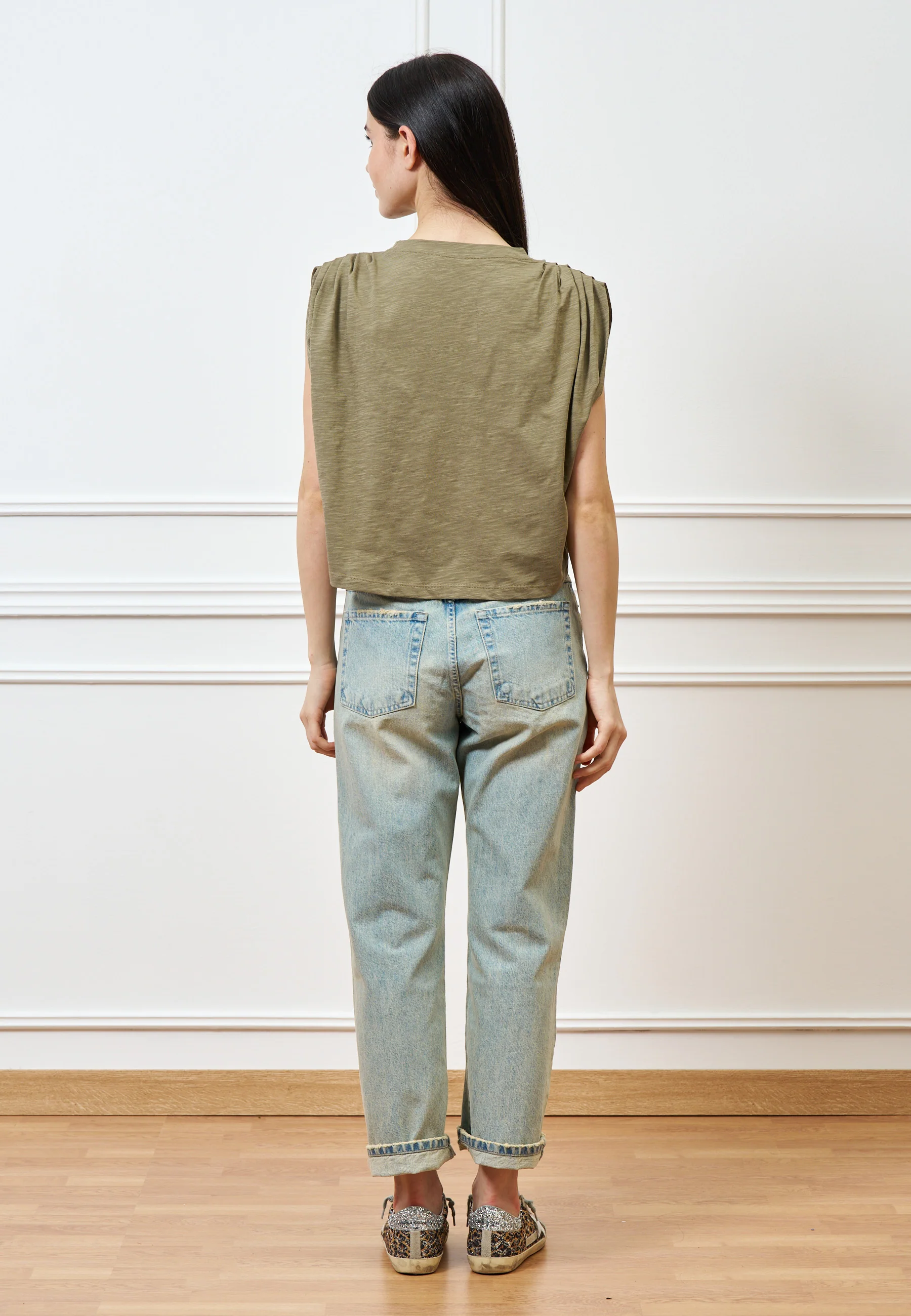 Jeans dritti a vita alta slavati - JEANS - Image 5