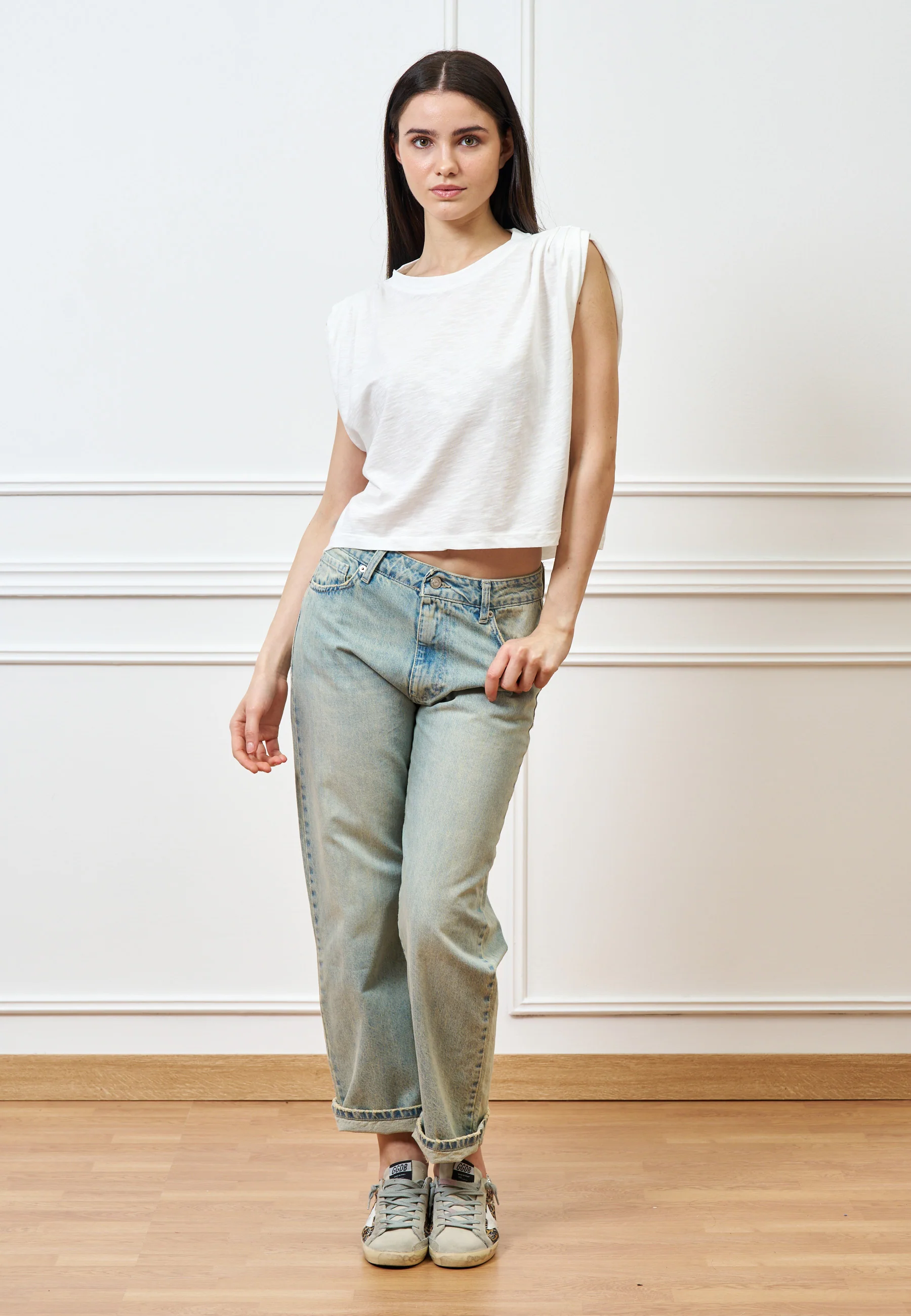 Jeans dritti a vita alta slavati - JEANS - Image 6
