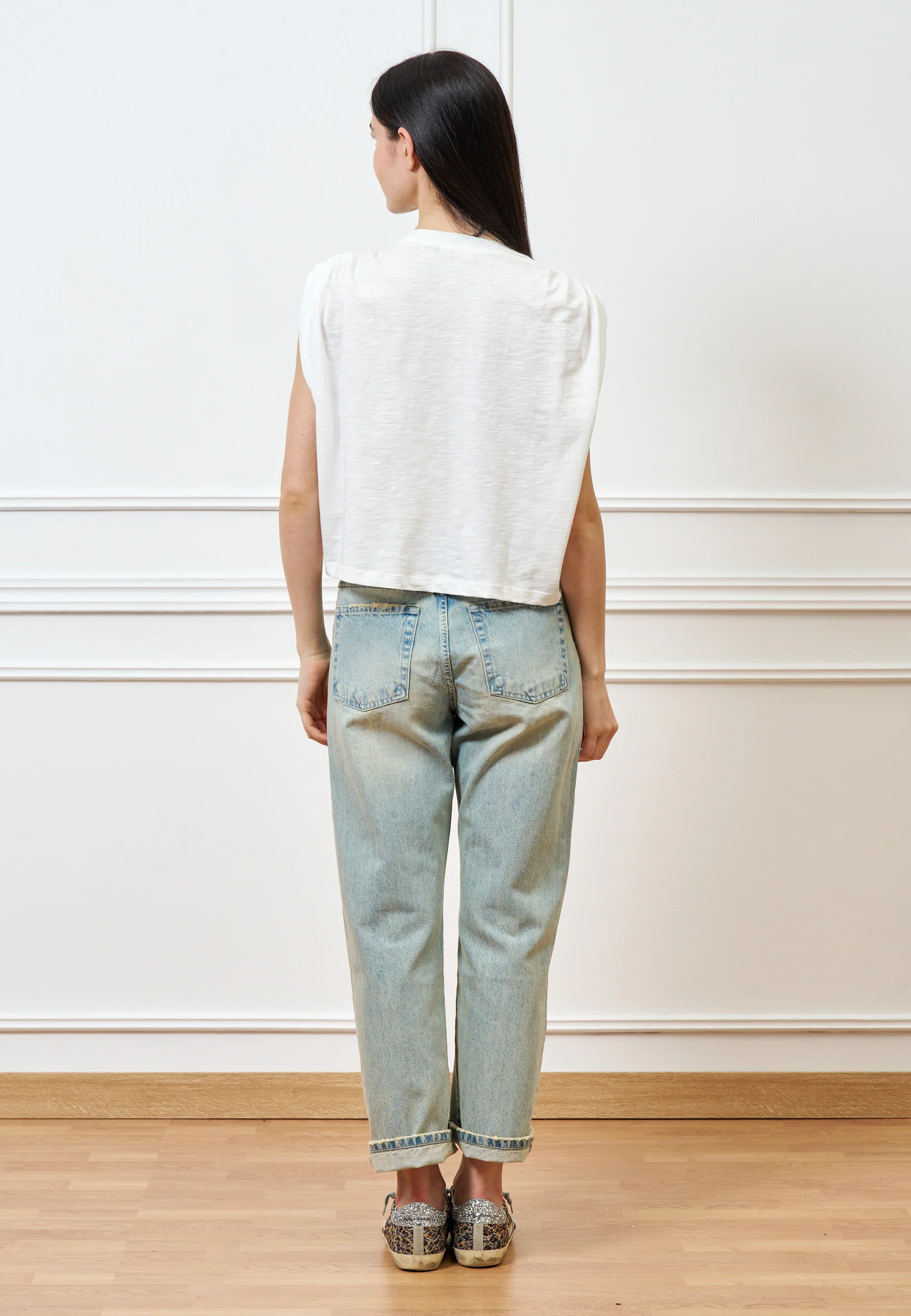 Jeans dritti a vita alta slavati - JEANS - Image 8